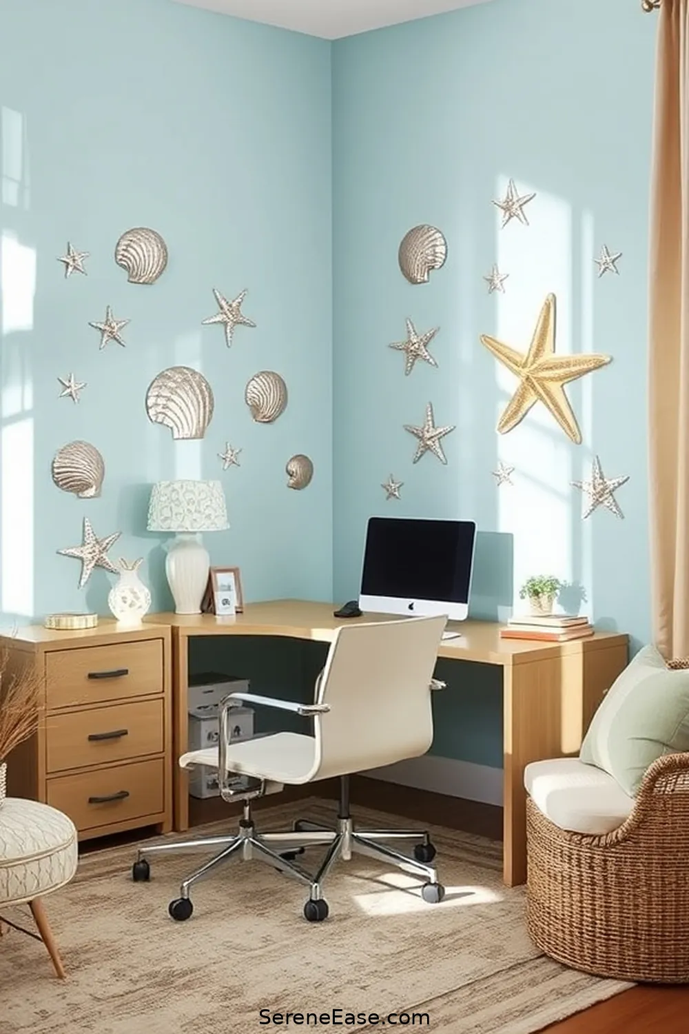 19 Ways to Incorporate Metallic Accents in Coastal Home Office Style 18 Coastal-Themed Metallic Wall Decals for 19 Ways to Incorporate Metallic Accents in Coastal Home Office Style