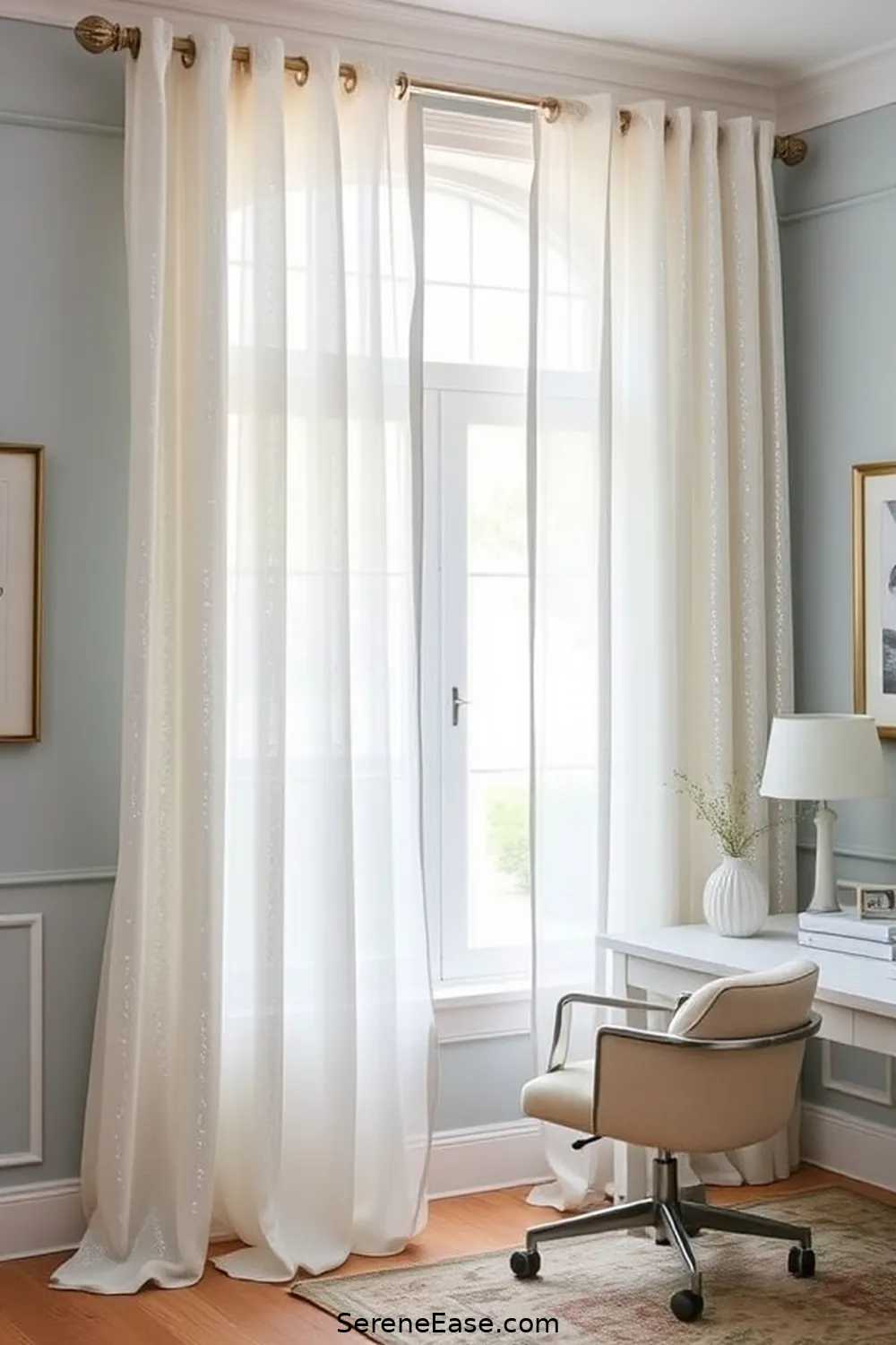 19 Ways to Incorporate Metallic Accents in Coastal Home Office Style 11 Elegant Curtains With Metallic Threads for 19 Ways to Incorporate Metallic Accents in Coastal Home Office Style