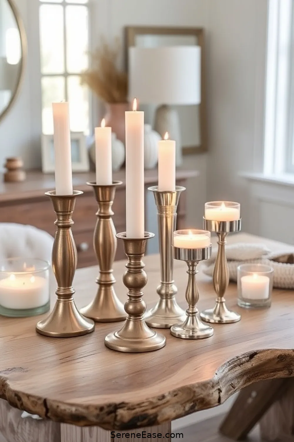 19 Ways to Incorporate Metallic Accents in Coastal Home Office Style 19 Luminous Candle Holders for 19 Ways to Incorporate Metallic Accents in Coastal Home Office Style