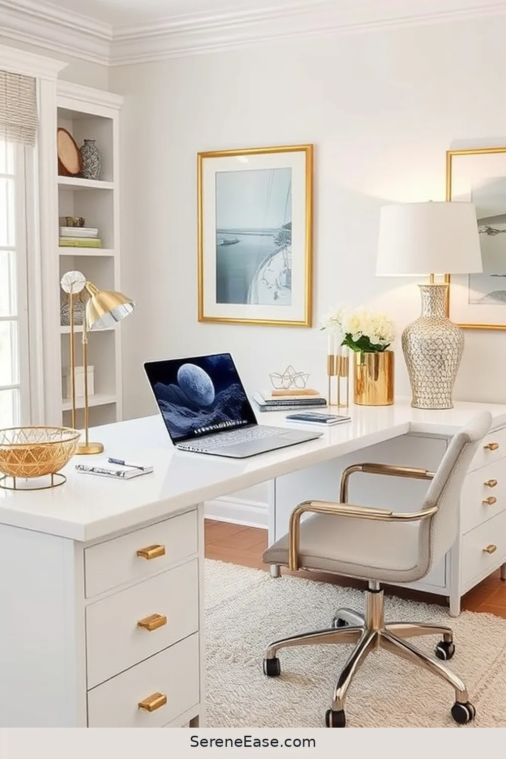 19 Ways to Incorporate Metallic Accents in Coastal Home Office Style 2 Metallic Desk Accessories for 19 Ways to Incorporate Metallic Accents in Coastal Home Office Style