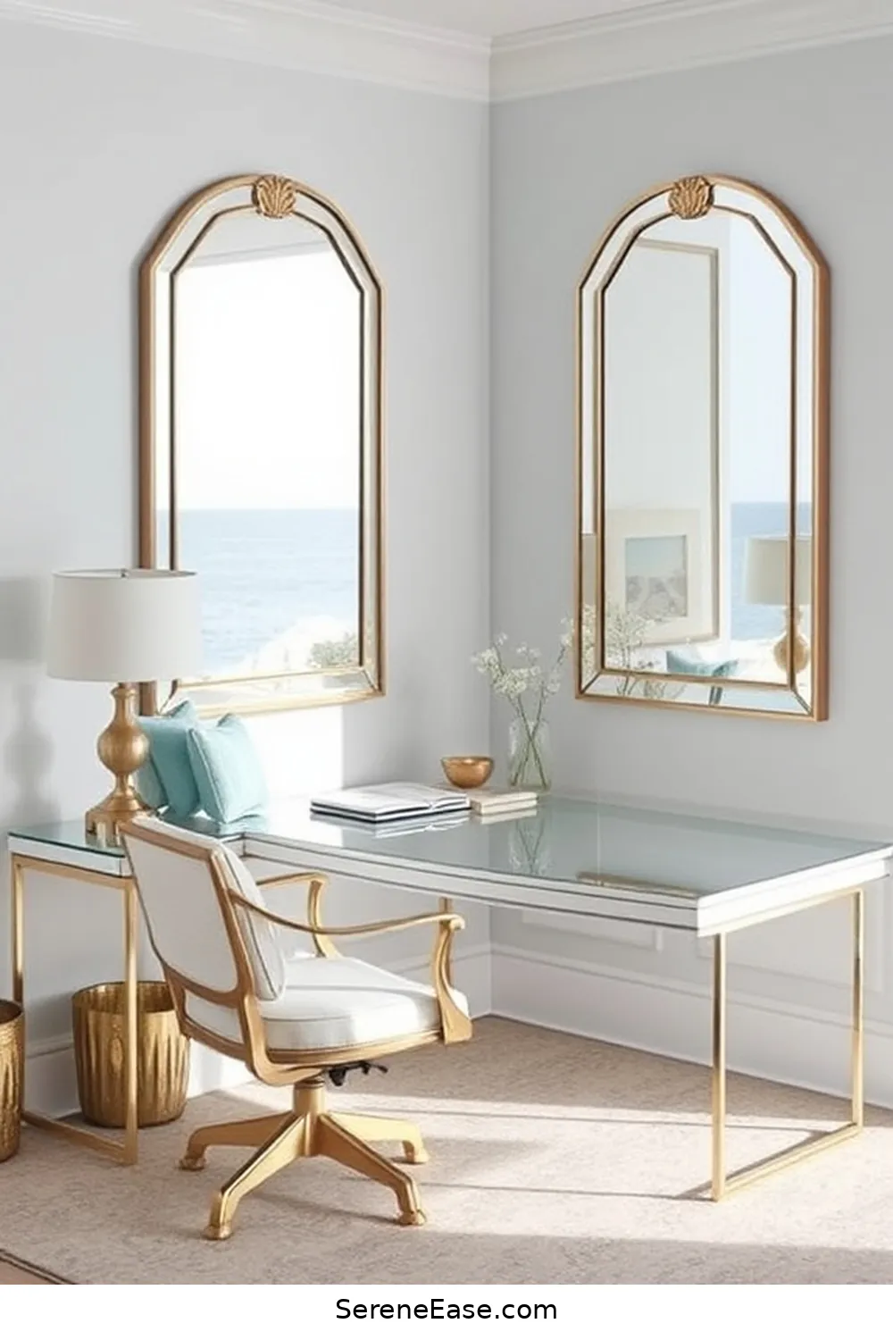 19 Ways to Incorporate Metallic Accents in Coastal Home Office Style 5 Reflective Wall Mirrors for 19 Ways to Incorporate Metallic Accents in Coastal Home Office Style