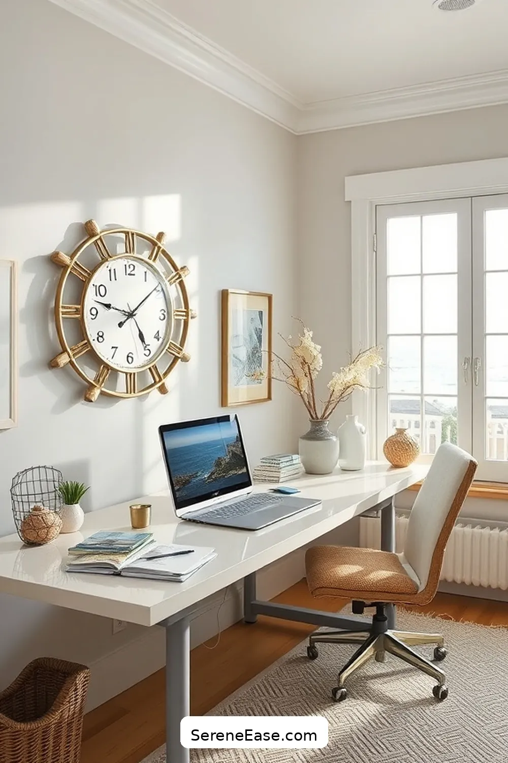 19 Ways to Incorporate Metallic Accents in Coastal Home Office Style 17 Unique Metallic Clocks for 19 Ways to Incorporate Metallic Accents in Coastal Home Office Style