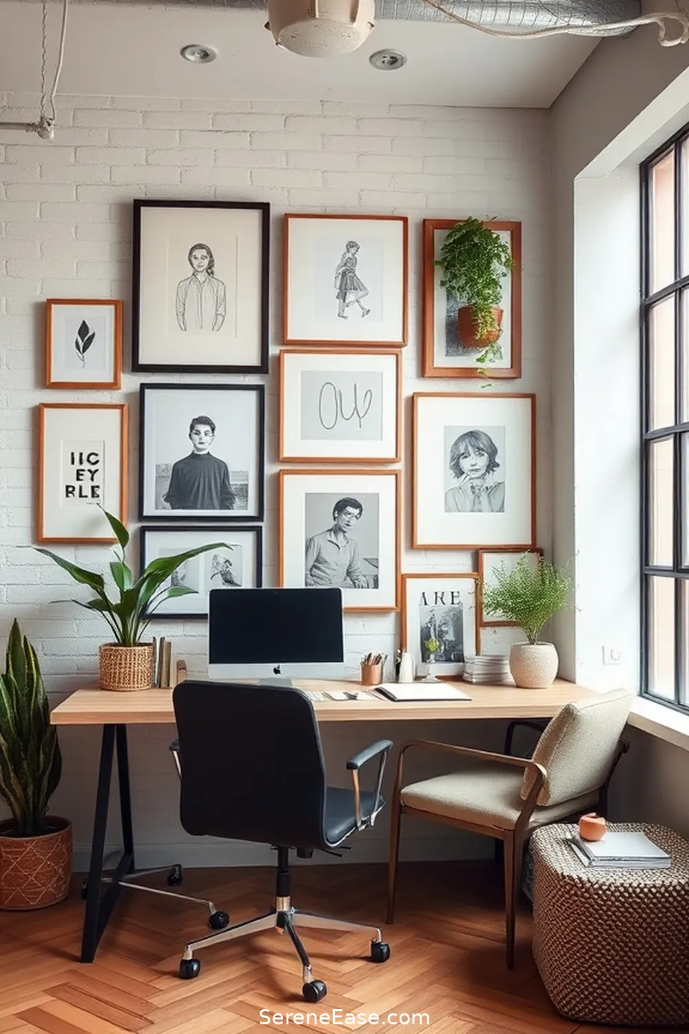 19 Ways to Incorporate Neutral Tones in Your Industrial Home Office Style 10 Create a Gallery Wall for 19 Ways to Incorporate Neutral Tones in Your Industrial Home Office Style