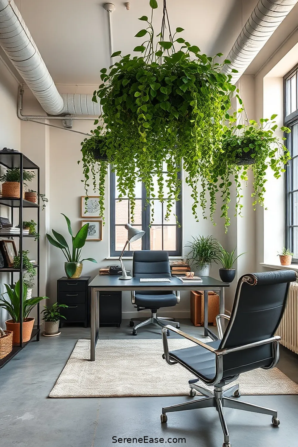19 Ways to Incorporate Neutral Tones in Your Industrial Home Office Style 13 Incorporate Greenery for 19 Ways to Incorporate Neutral Tones in Your Industrial Home Office Style