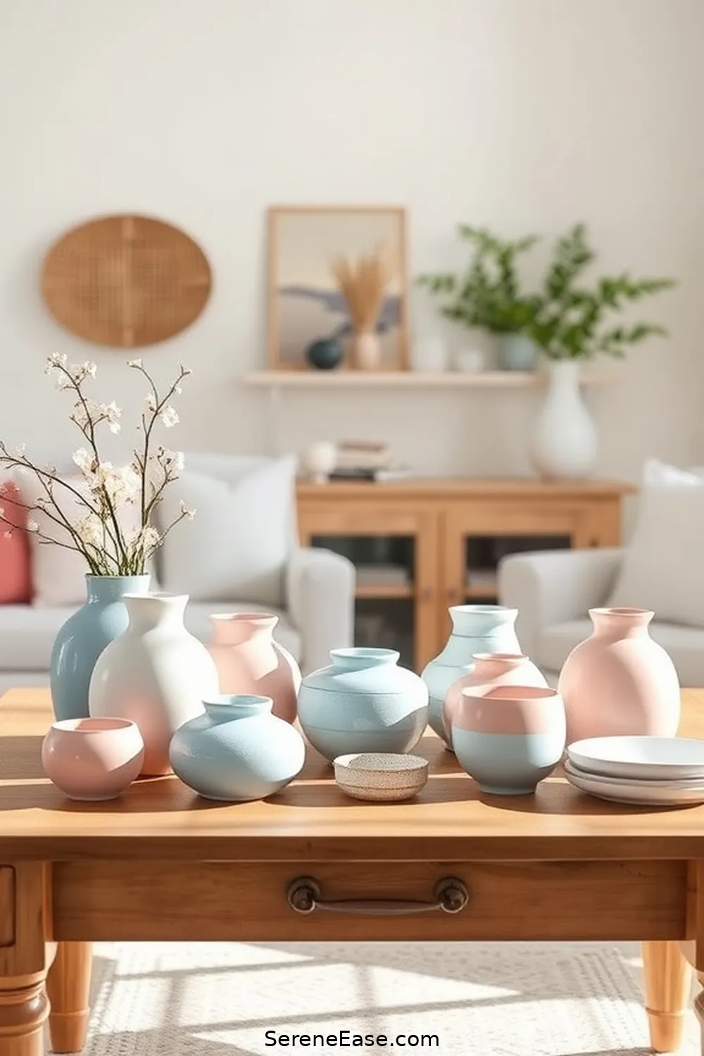 19 Ways to Incorporate Pastels in Coastal Living Room Style 11 Use Pastel Ceramics and Pottery for 19 Ways to Incorporate Pastels in Coastal Living Room Style