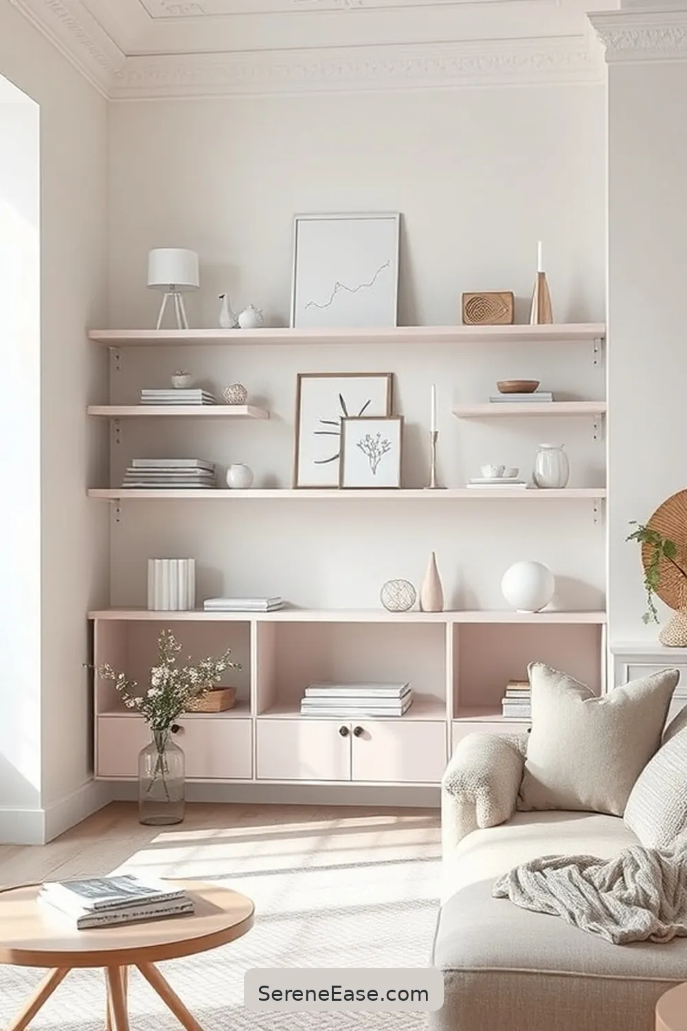 19 Ways to Incorporate Pastels in Scandinavian Style Living Rooms 15 Add Pastel Shelving for Storage for 19 Ways to Incorporate Pastels in Scandinavian Style Living Rooms