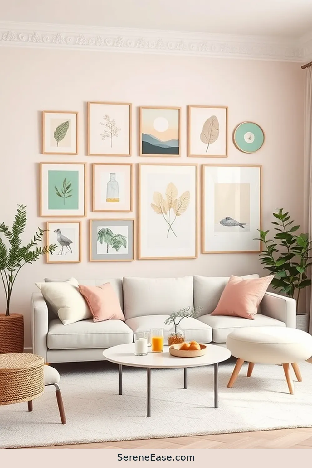 19 Ways to Incorporate Pastels in Scandinavian Style Living Rooms 11 Create a Pastel Gallery Wall for 19 Ways to Incorporate Pastels in Scandinavian Style Living Rooms