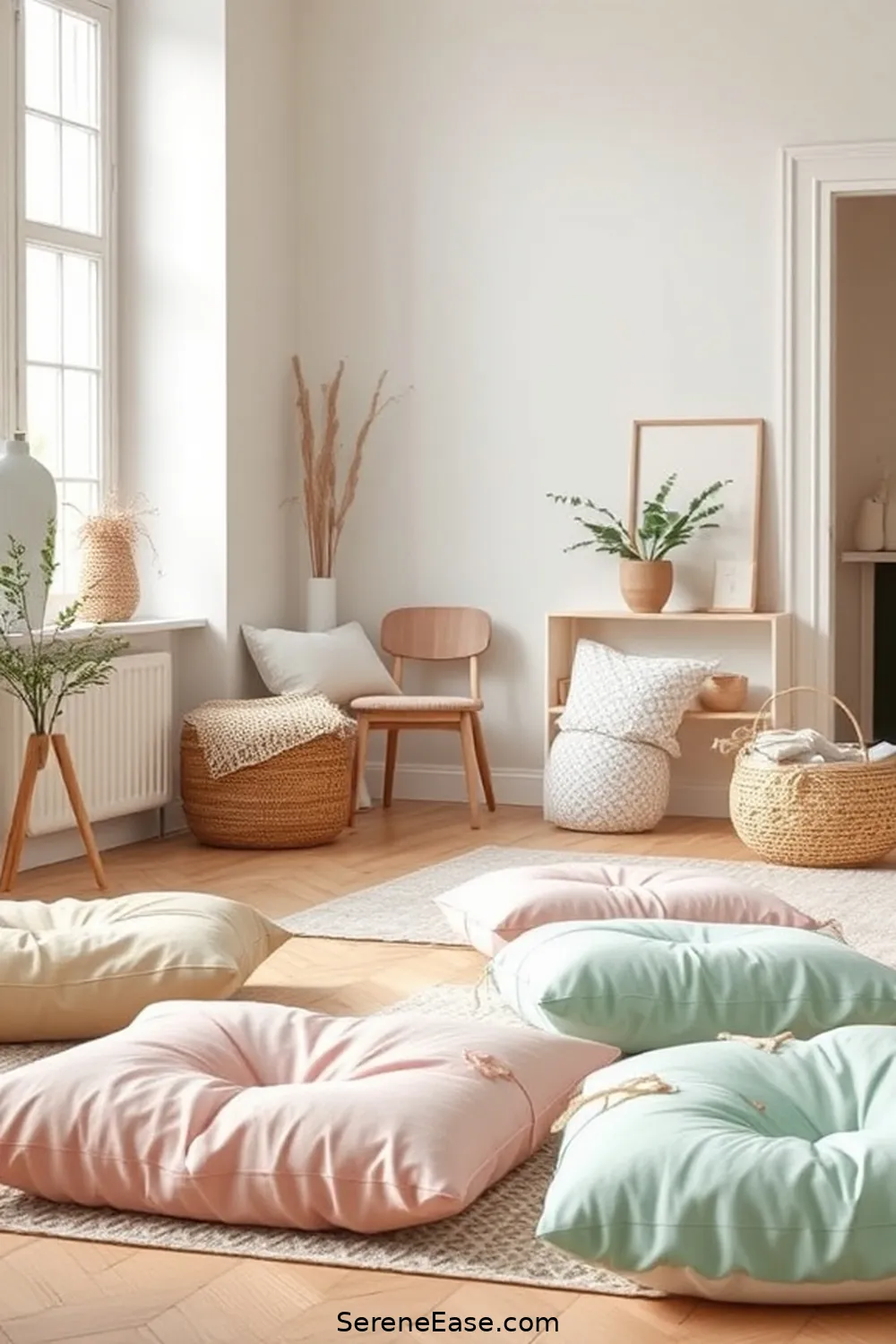 19 Ways to Incorporate Pastels in Scandinavian Style Living Rooms 19 Integrate Pastel Floor Cushions for 19 Ways to Incorporate Pastels in Scandinavian Style Living Rooms