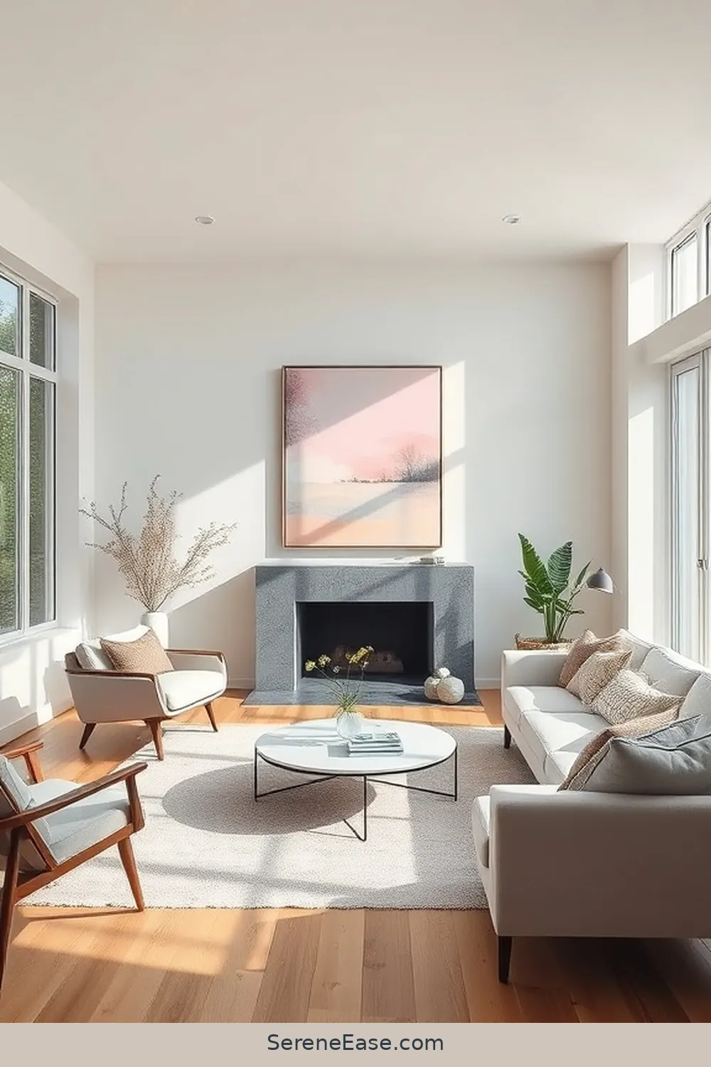 19 Ways to Incorporate Pastels in Scandinavian Style Living Rooms 5 Use Pastel Artwork as a Focal Point for 19 Ways to Incorporate Pastels in Scandinavian Style Living Rooms
