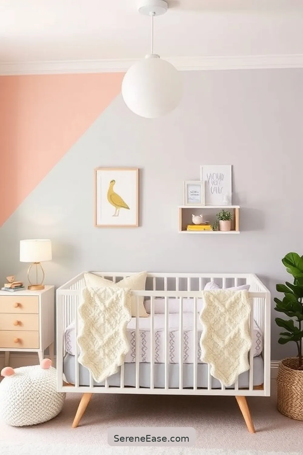 19 Ways to Incorporate Pastels in a Mid Century Modern Nursery Style 7 Create a Pastel Accent Wall for 19 Ways to Incorporate Pastels in a Mid Century Modern Nursery Style