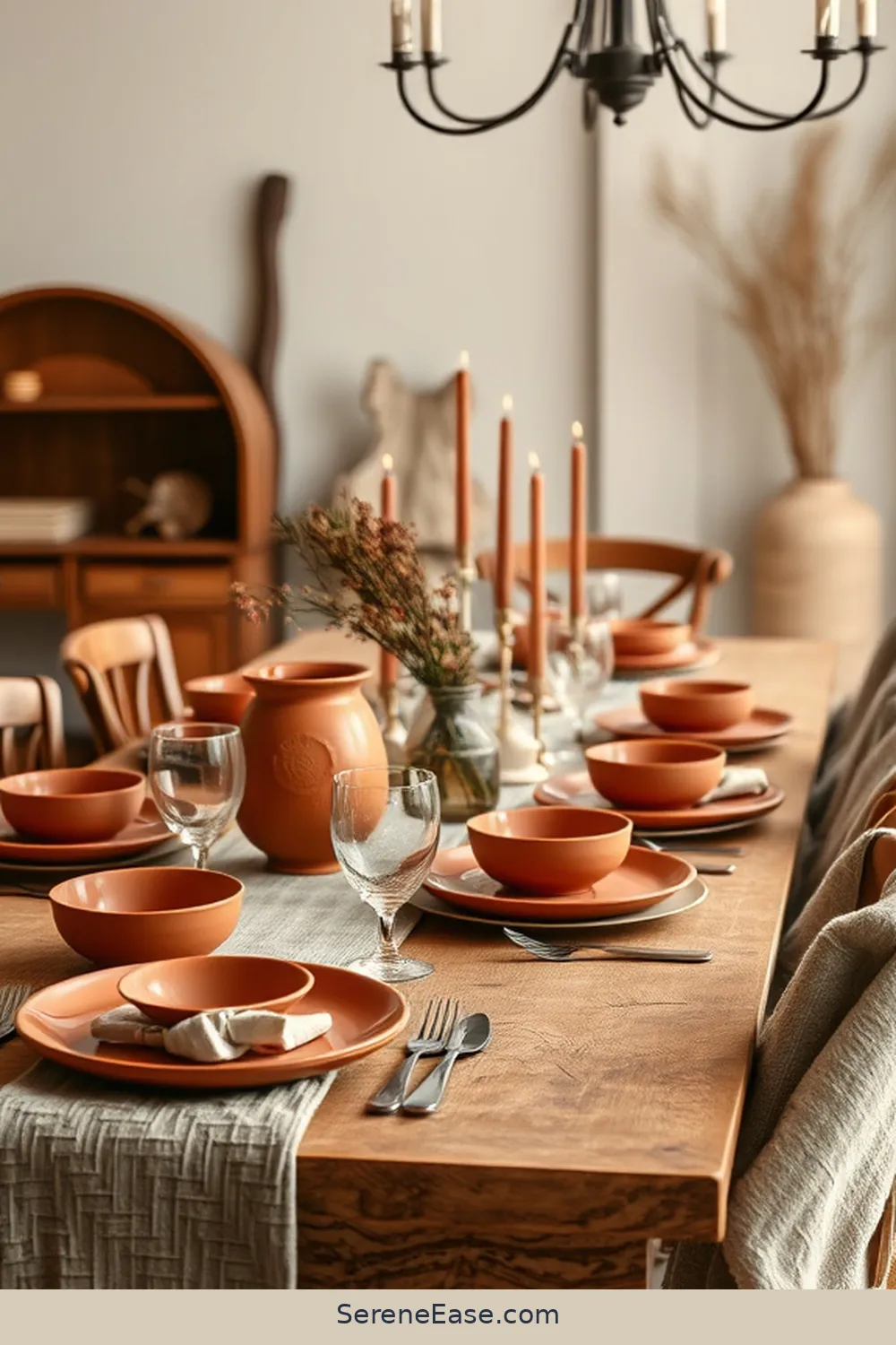 19 Ways to Use Earth Tones in Rustic Dining Room Style 5 Add Clay or Terracotta Dishware for 19 Ways to Use Earth Tones in Rustic Dining Room Style