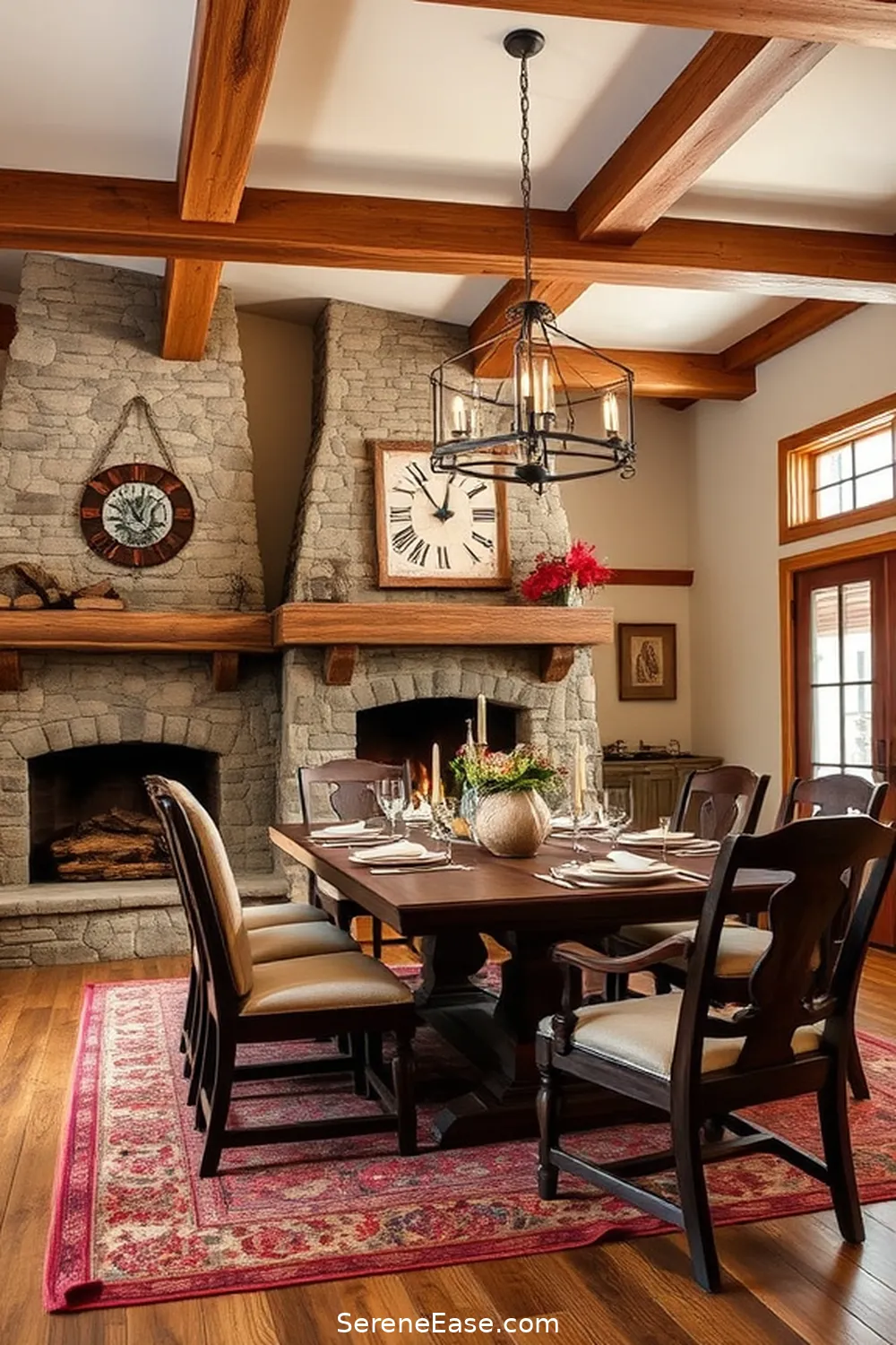 19 Ways to Use Earth Tones in Rustic Dining Room Style 19 Add a Fireplace or Wood Stove for 19 Ways to Use Earth Tones in Rustic Dining Room Style