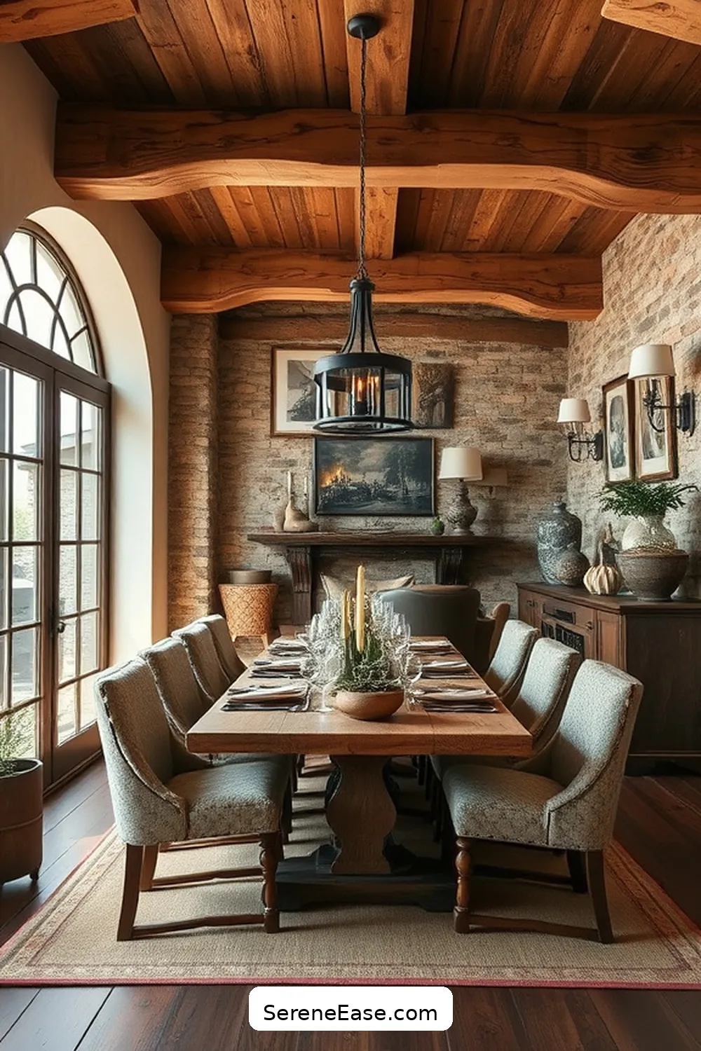 19 Ways to Use Earth Tones in Rustic Dining Room Style 13 Highlight Exposed Beams for 19 Ways to Use Earth Tones in Rustic Dining Room Style