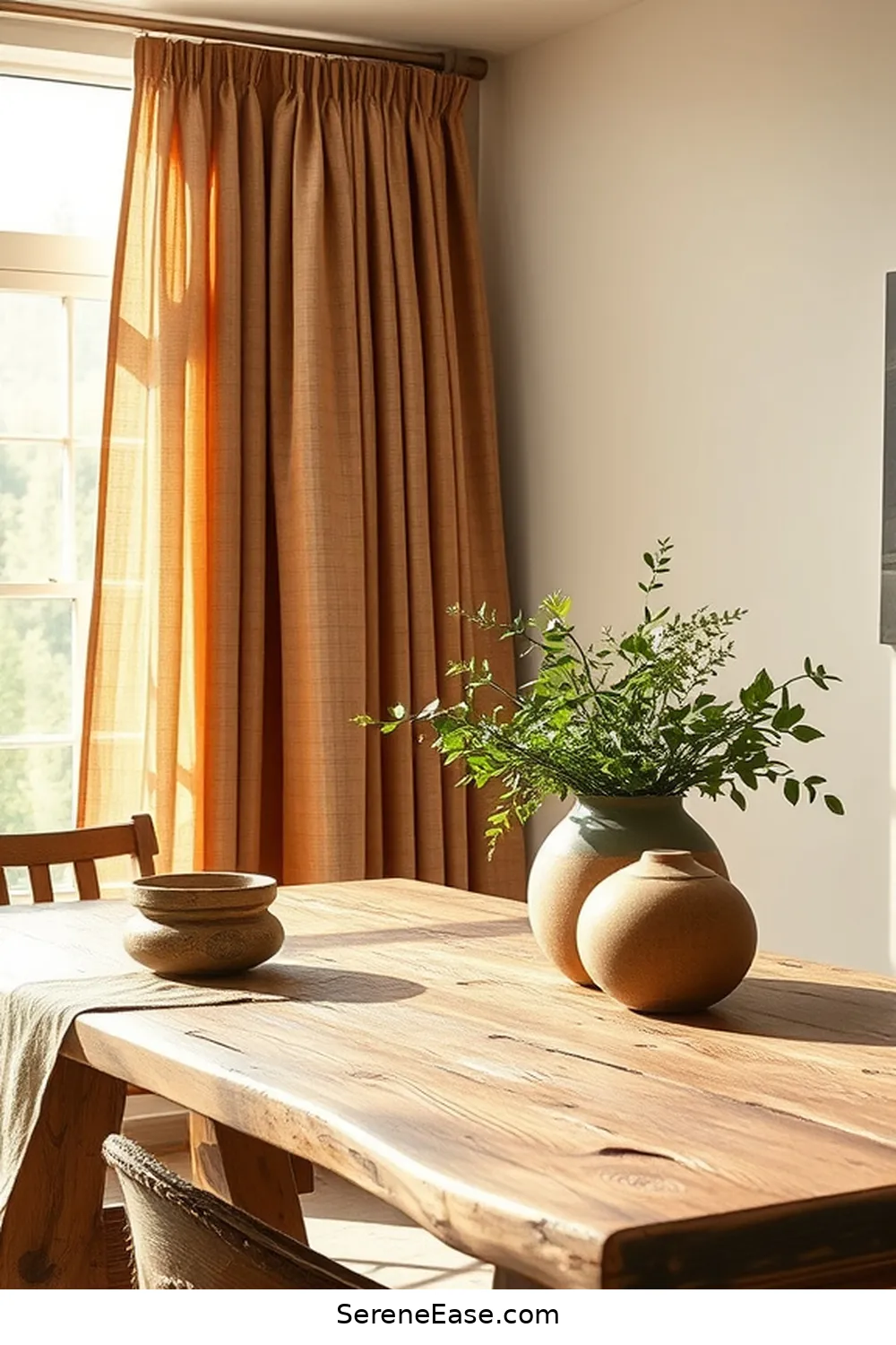 19 Ways to Use Earth Tones in Rustic Dining Room Style 15 Use Natural Fiber Curtains for 19 Ways to Use Earth Tones in Rustic Dining Room Style