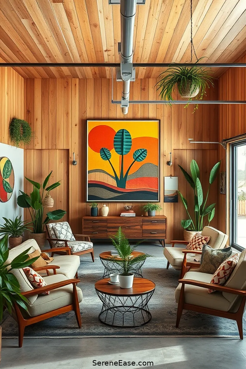 19 Ways to Use Earth Tones in a Mid Century Modern Garage Style 9 Hang Earth Tone Artwork for 19 Ways to Use Earth Tones in a Mid Century Modern Garage Style