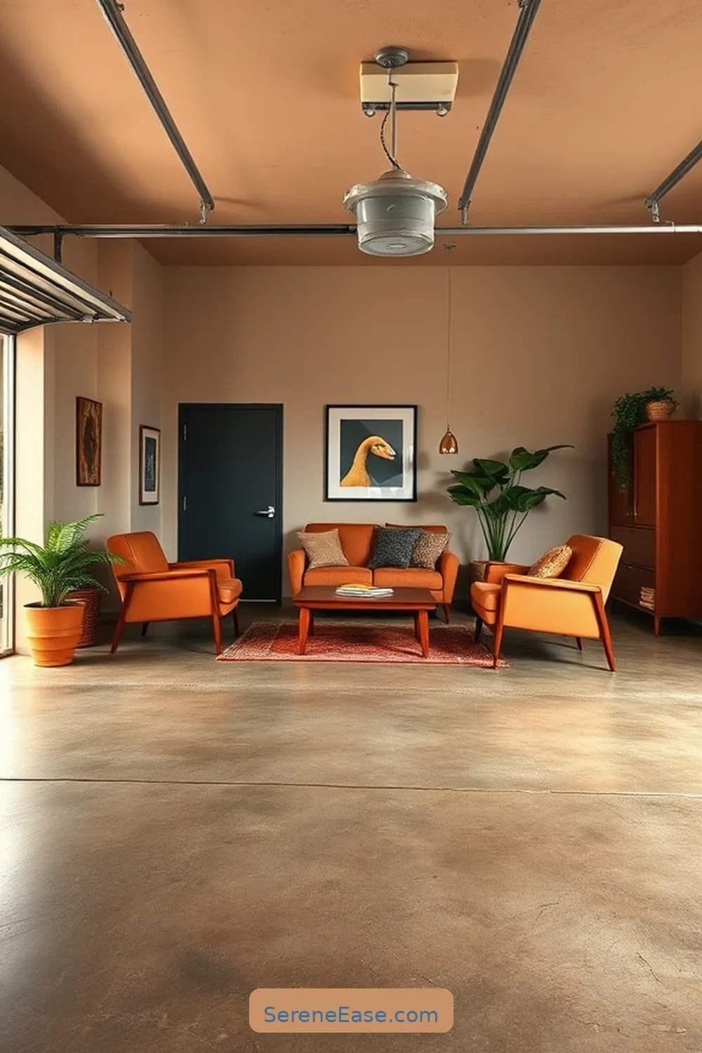 19 Ways to Use Earth Tones in a Mid Century Modern Garage Style 8 Install Earthy Concrete Flooring for 19 Ways to Use Earth Tones in a Mid Century Modern Garage Style