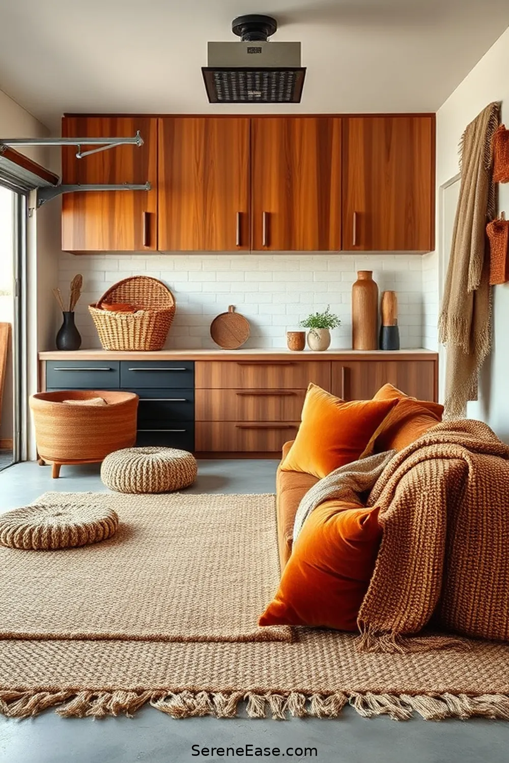 19 Ways to Use Earth Tones in a Mid Century Modern Garage Style 10 Use Textured Fabrics for Soft Furnishings for 19 Ways to Use Earth Tones in a Mid Century Modern Garage Style