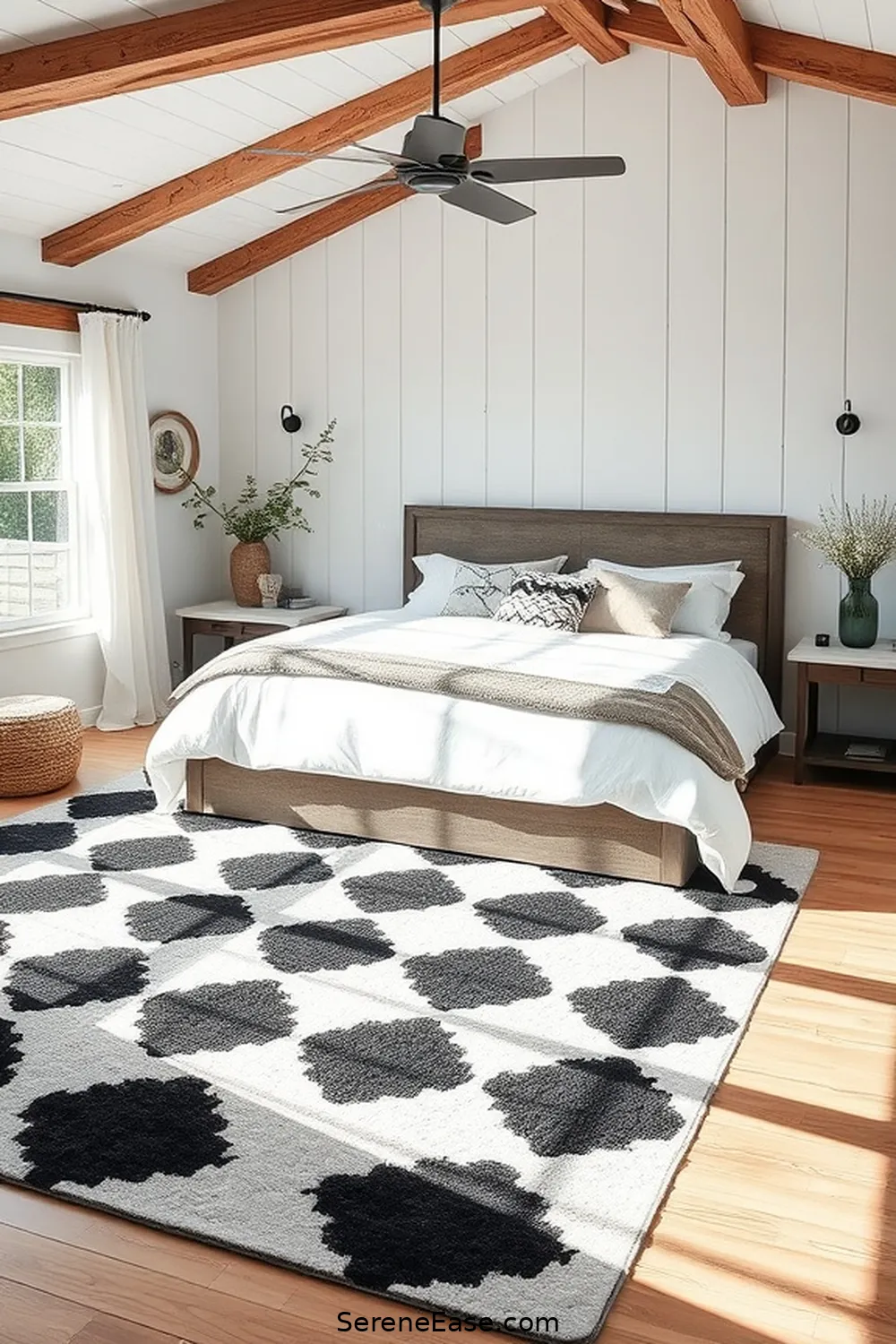 20 Stunning Black and White Modern Farmhouse Bedroom Ideas 9 Black and White Area Rugs for 20 Stunning Black and White Modern Farmhouse Bedroom Ideas