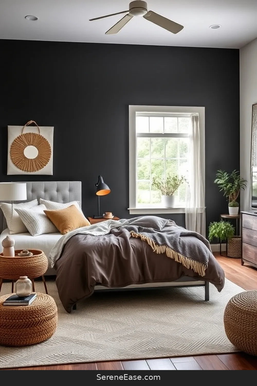 20 Stunning Black and White Modern Farmhouse Bedroom Ideas 13 Bold Black Accent Walls for 20 Stunning Black and White Modern Farmhouse Bedroom Ideas