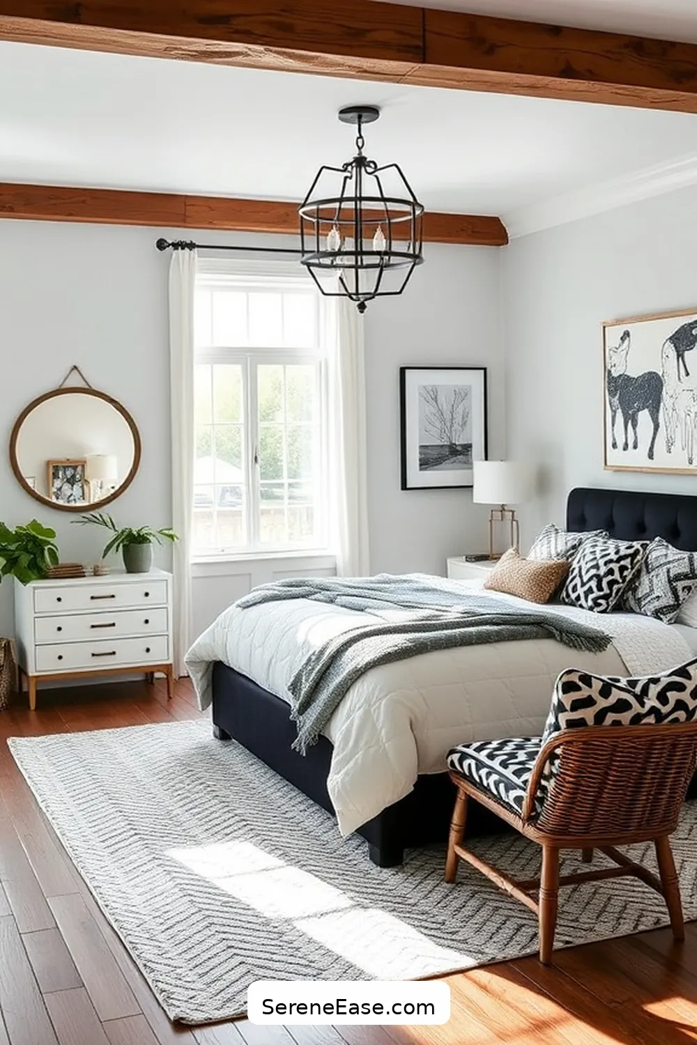 20 Stunning Black and White Modern Farmhouse Bedroom Ideas 10 Contrasting Patterns for 20 Stunning Black and White Modern Farmhouse Bedroom Ideas