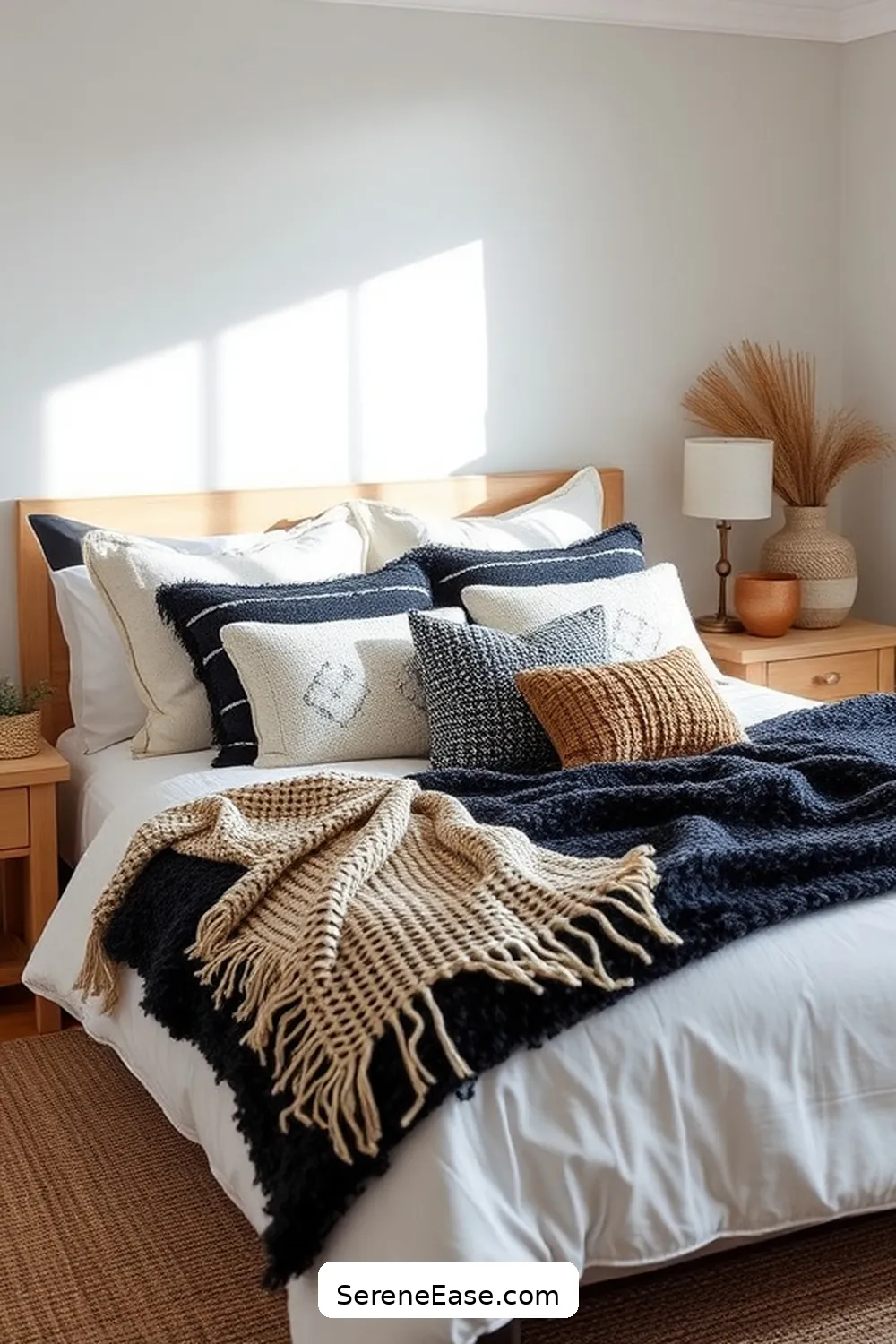 20 Stunning Black and White Modern Farmhouse Bedroom Ideas 7 Cozy Textured Fabrics for 20 Stunning Black and White Modern Farmhouse Bedroom Ideas