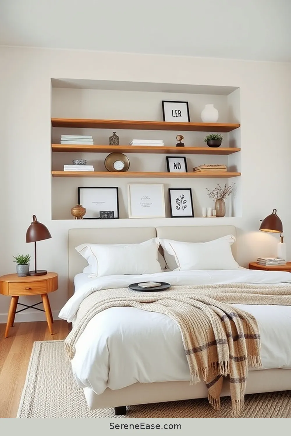 20 Stunning Black and White Modern Farmhouse Bedroom Ideas 19 Open Shelving Displays for 20 Stunning Black and White Modern Farmhouse Bedroom Ideas