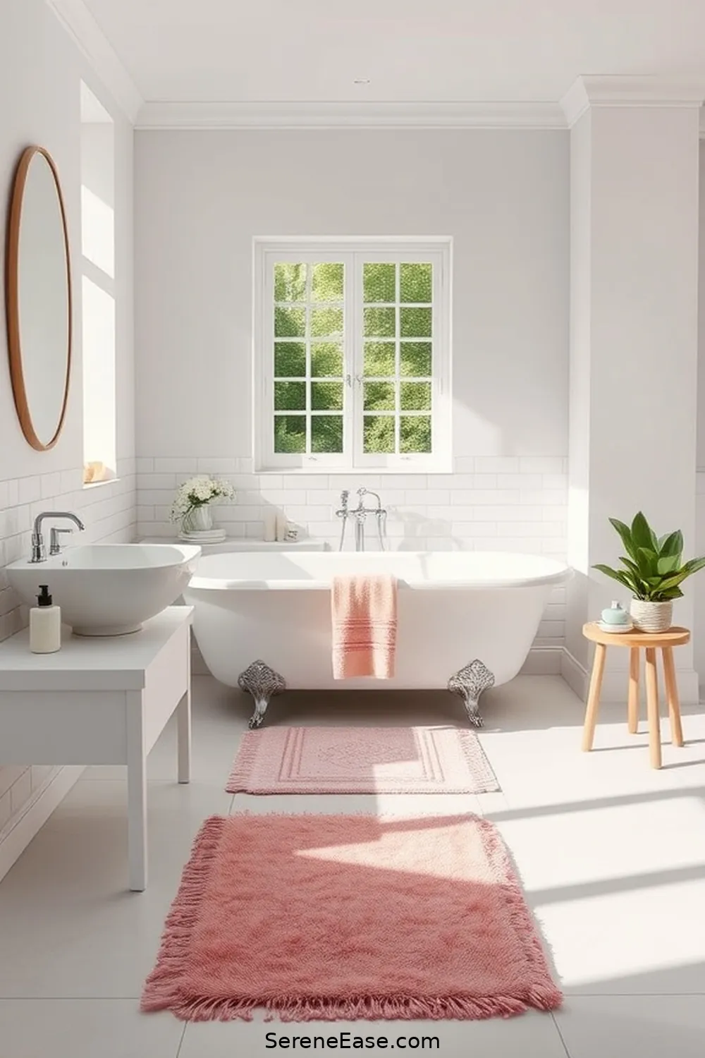 20 Stunning Ways to Use Pastels in a Scandinavian Style Bathroom 3 Colorful Bath Mats for 20 Stunning Ways to Use Pastels in a Scandinavian Style Bathroom