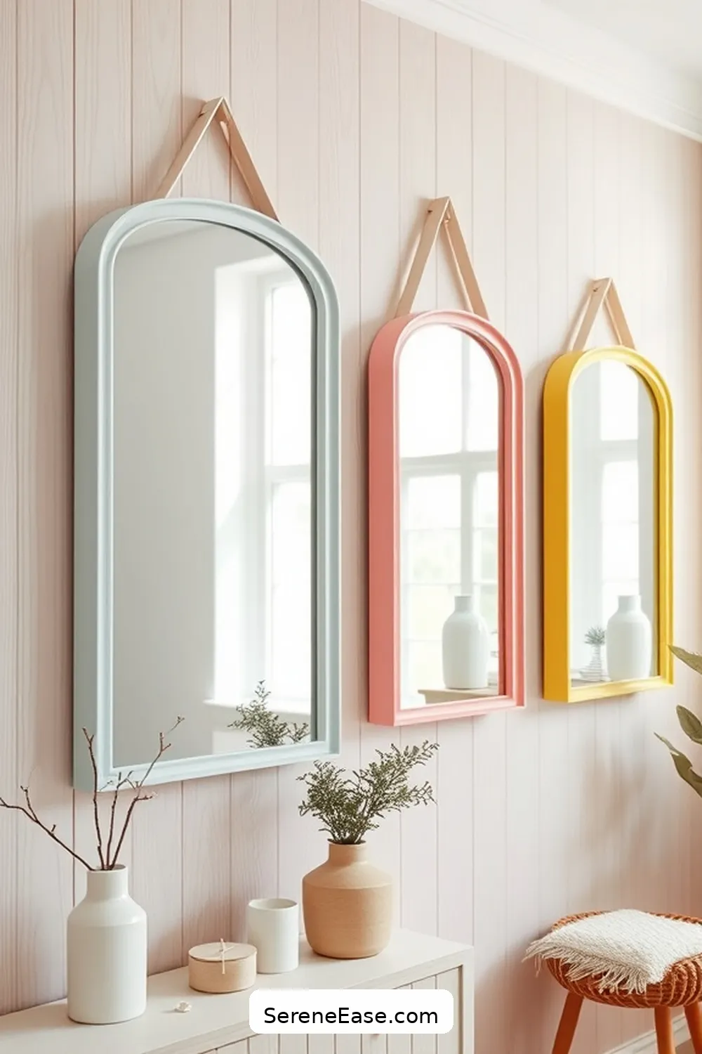 20 Stunning Ways to Use Pastels in a Scandinavian Style Bathroom 13 Colorful Mirrors With Pastel Frames for 20 Stunning Ways to Use Pastels in a Scandinavian Style Bathroom