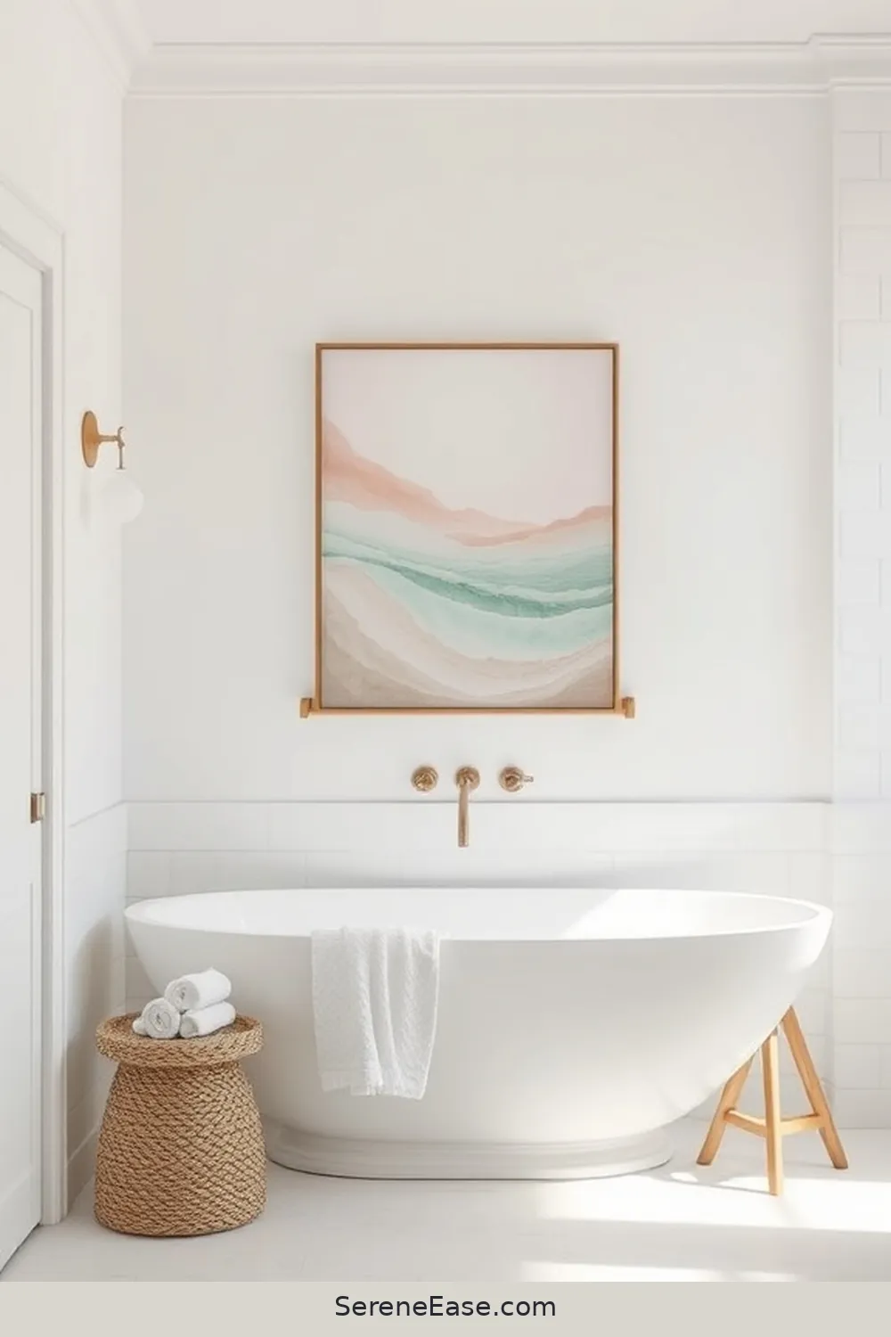 20 Stunning Ways to Use Pastels in a Scandinavian Style Bathroom 10 Pastel Artwork and Prints for 20 Stunning Ways to Use Pastels in a Scandinavian Style Bathroom