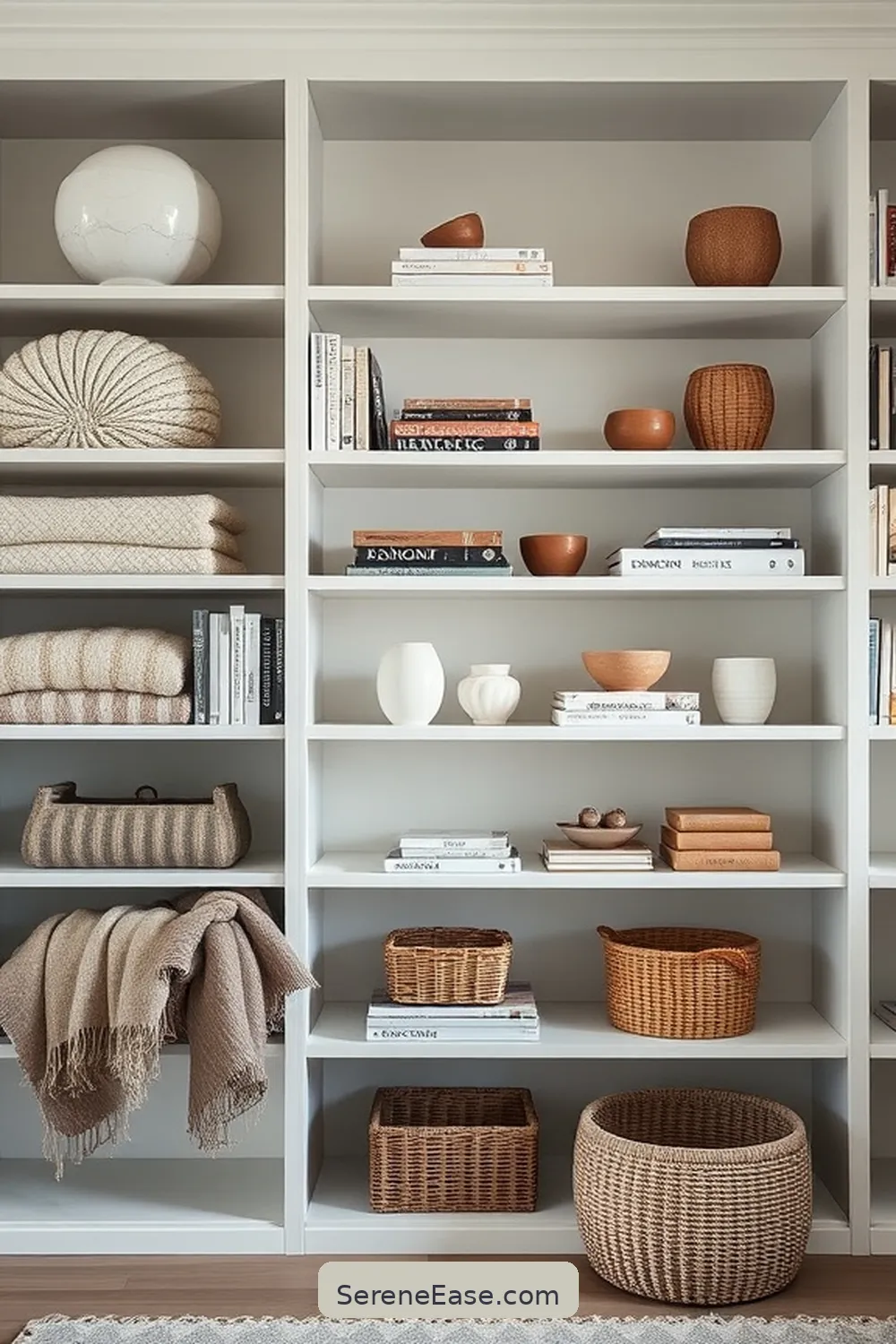 20 Ways to Achieve Monochromatic Library in Minimalist Style 8 Add Textured Accessories for 20 Ways to Achieve Monochromatic Library in Minimalist Style