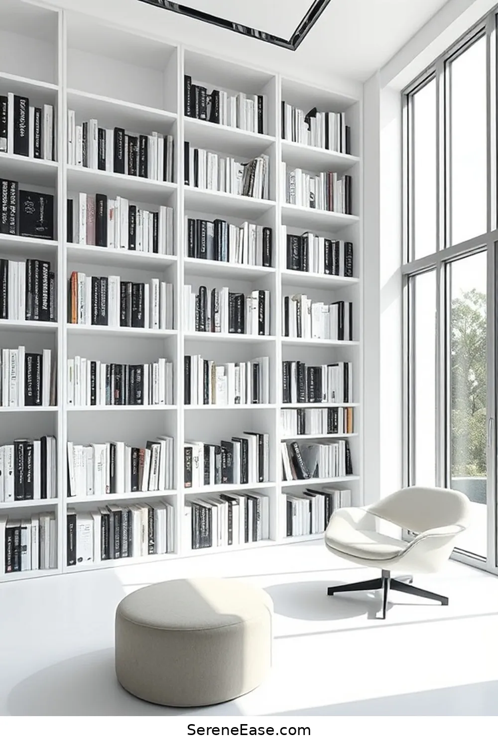 20 Ways to Achieve Monochromatic Library in Minimalist Style 4 Curate Your Book Collection for 20 Ways to Achieve Monochromatic Library in Minimalist Style
