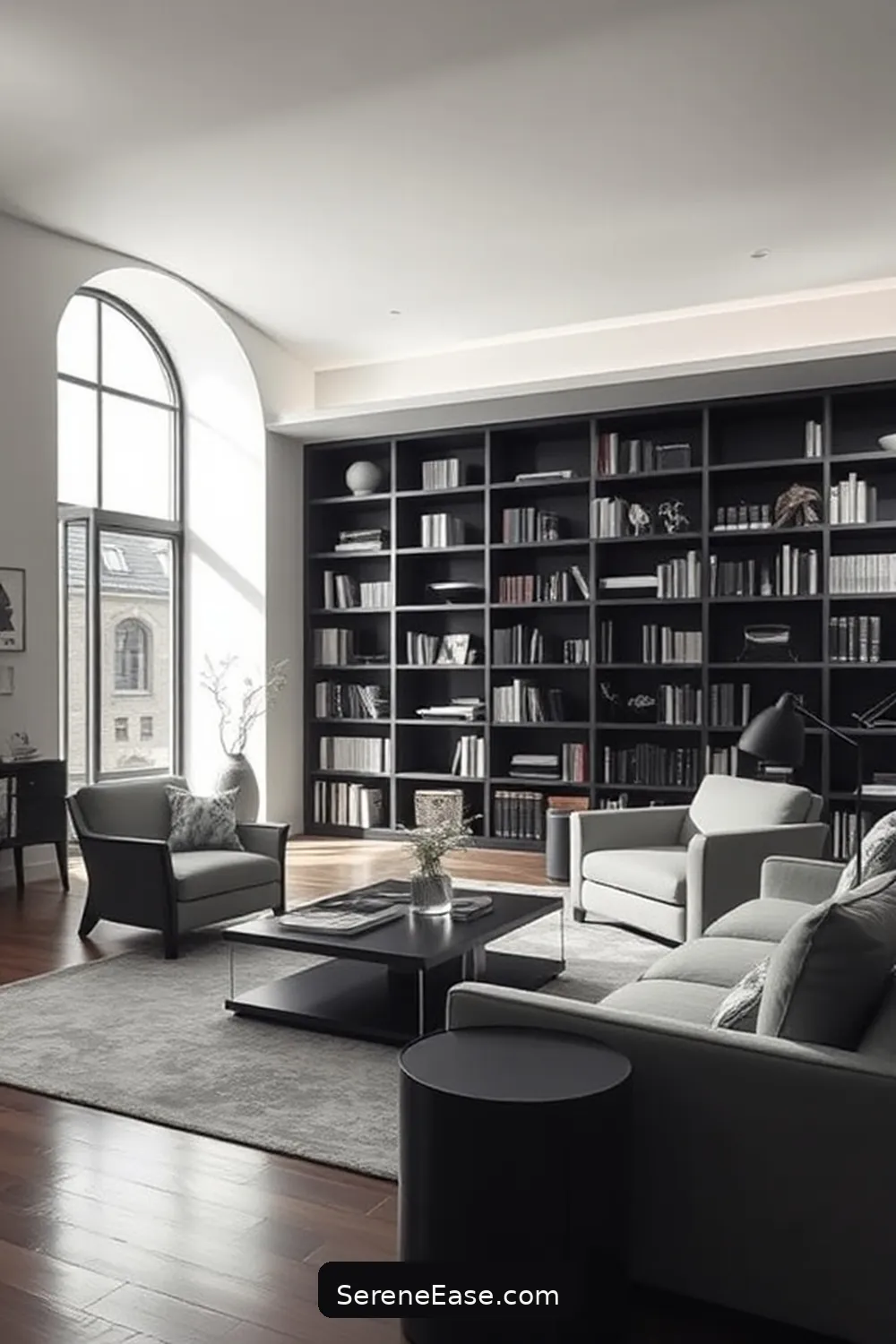 20 Ways to Achieve Monochromatic Library in Minimalist Style 14 Employ a Consistent Lighting Scheme for 20 Ways to Achieve Monochromatic Library in Minimalist Style