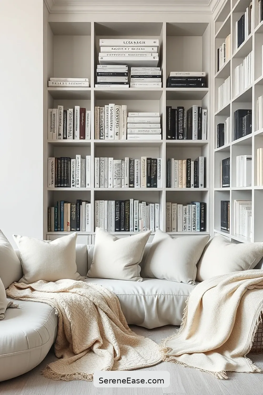 20 Ways to Achieve Monochromatic Library in Minimalist Style 20 Use Monochromatic Textiles for 20 Ways to Achieve Monochromatic Library in Minimalist Style