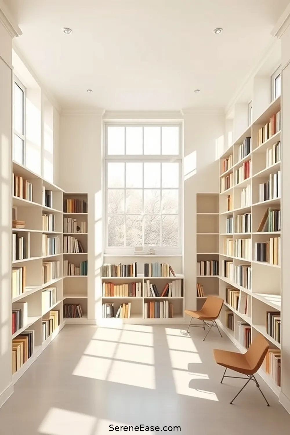 20 Ways to Achieve Monochromatic Library in Minimalist Style 9 Utilize Natural Lighting for 20 Ways to Achieve Monochromatic Library in Minimalist Style