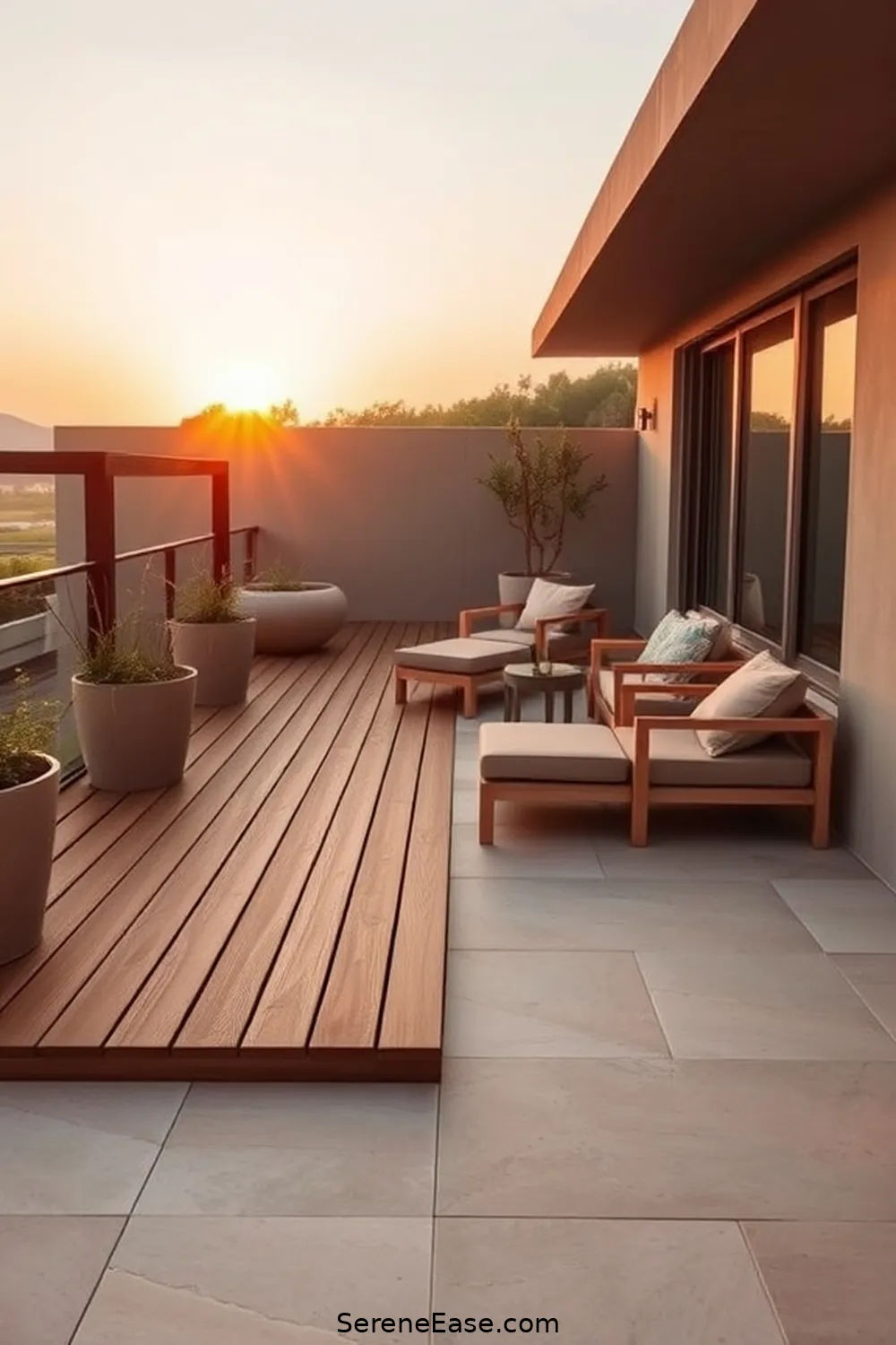 Choose a Smooth Surface for Flooring for 20 Ways to Achieve Neutral Tones in Minimalist Outdoor Patio Style