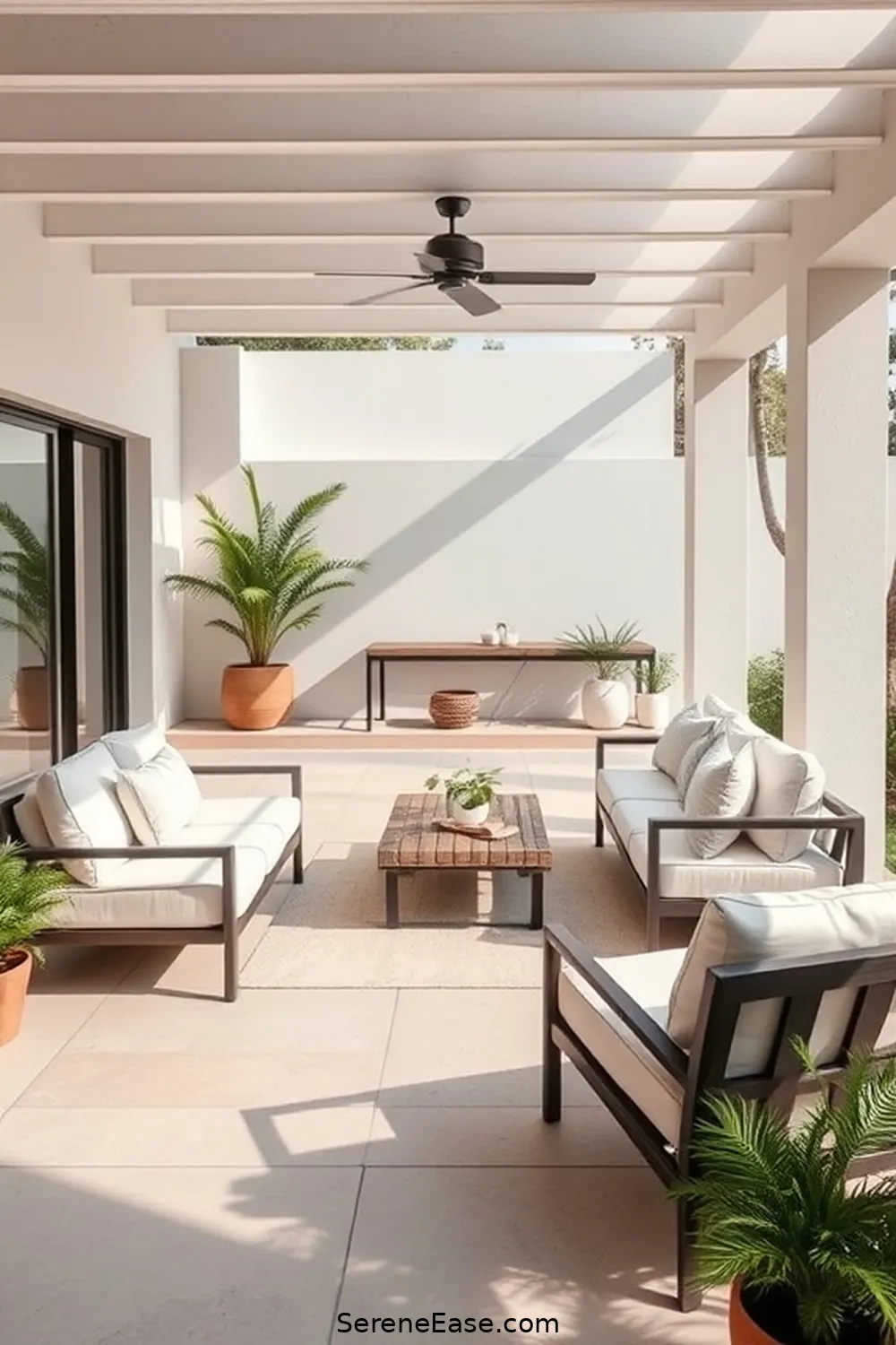 Create an Open Space Layout for 20 Ways to Achieve Neutral Tones in Minimalist Outdoor Patio Style