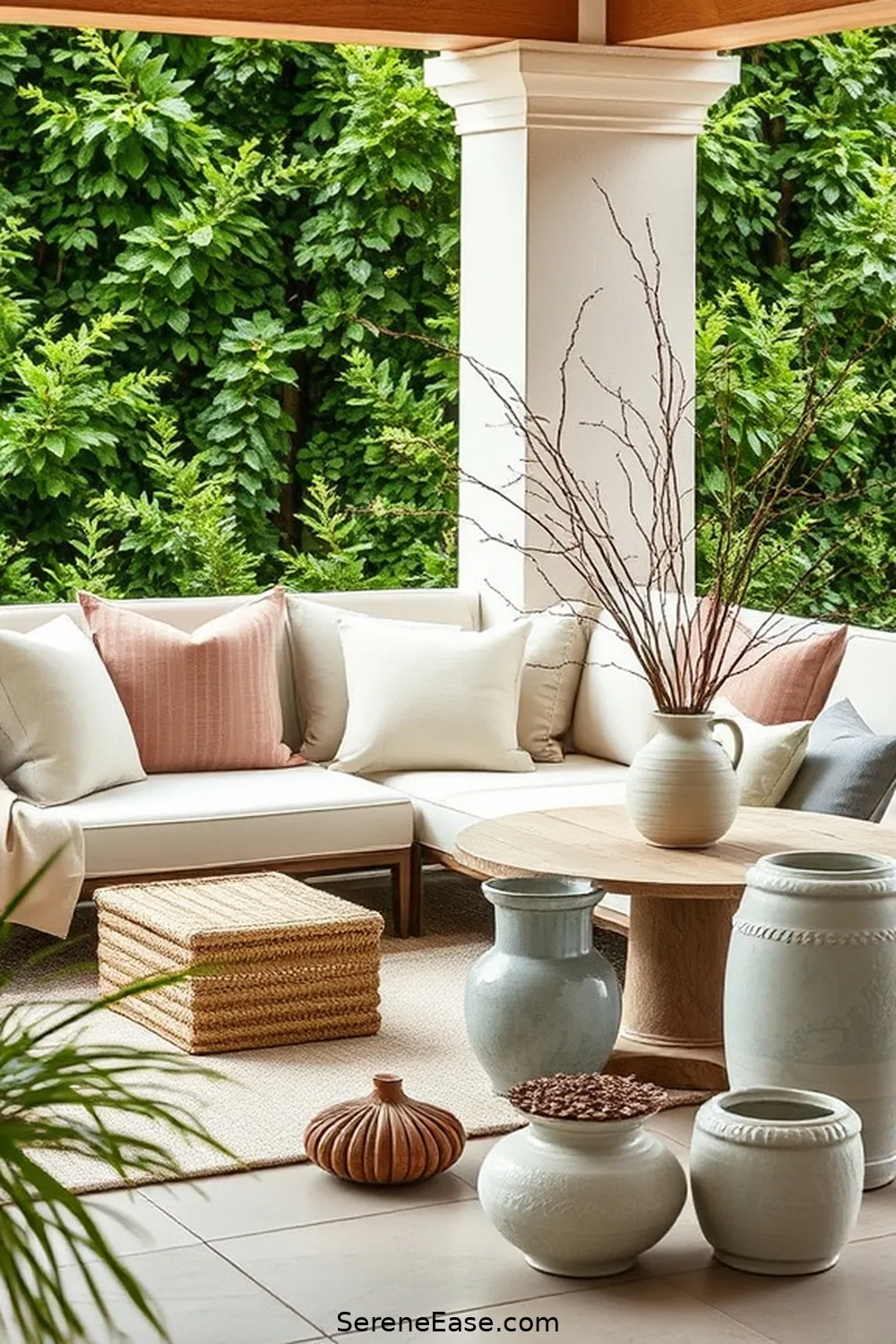 Embrace Seasonal Decor in Neutral Shades for 20 Ways to Achieve Neutral Tones in Minimalist Outdoor Patio Style