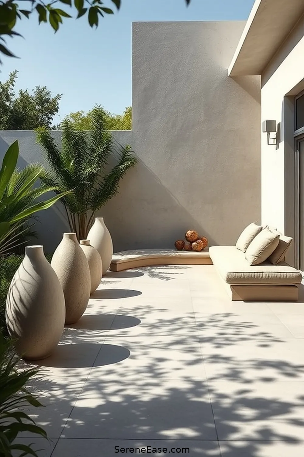 Integrate Minimalist Art Pieces for 20 Ways to Achieve Neutral Tones in Minimalist Outdoor Patio Style