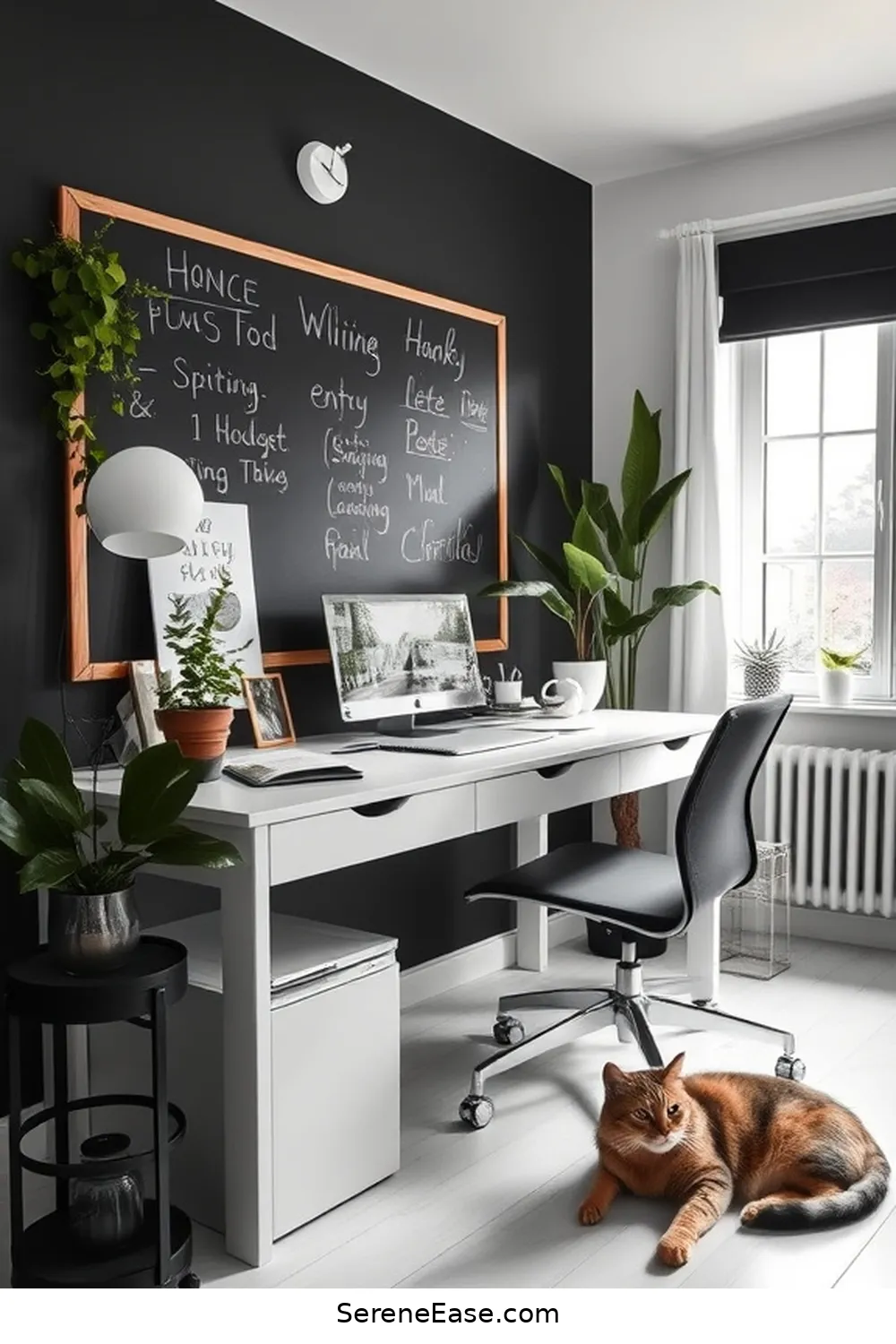 20 Ways to Achieve a Black and White Modern Farmhouse Home Office Style 15 Add a Chalkboard or Whiteboard for 20 Ways to Achieve a Black and White Modern Farmhouse Home Office Style