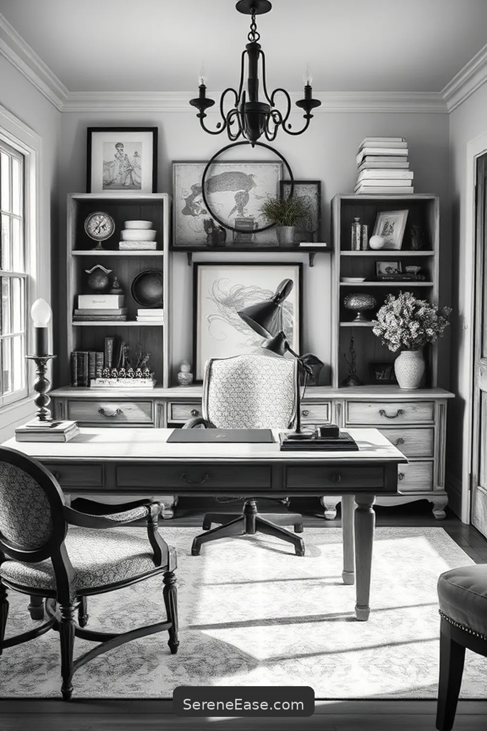 20 Ways to Achieve a Black and White Modern Farmhouse Home Office Style 11 Decorate With Vintage Finds for 20 Ways to Achieve a Black and White Modern Farmhouse Home Office Style