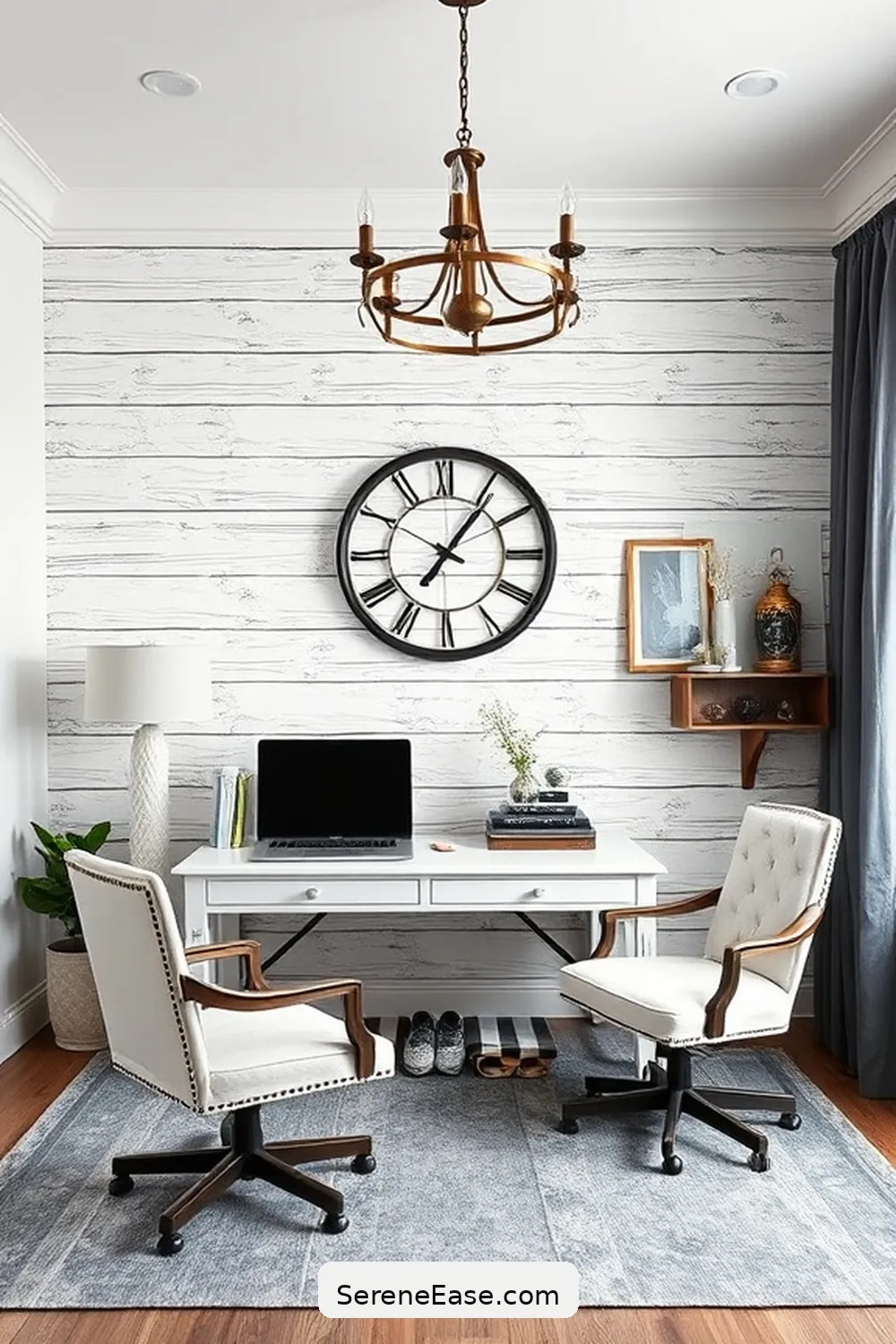 20 Ways to Achieve a Black and White Modern Farmhouse Home Office Style 19 Implement a Farmhouse-Style Accent Wall for 20 Ways to Achieve a Black and White Modern Farmhouse Home Office Style
