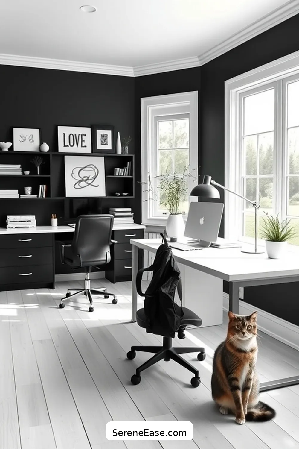 20 Ways to Achieve a Black and White Modern Farmhouse Home Office Style 21 Keep the Space Clutter-Free for 20 Ways to Achieve a Black and White Modern Farmhouse Home Office Style