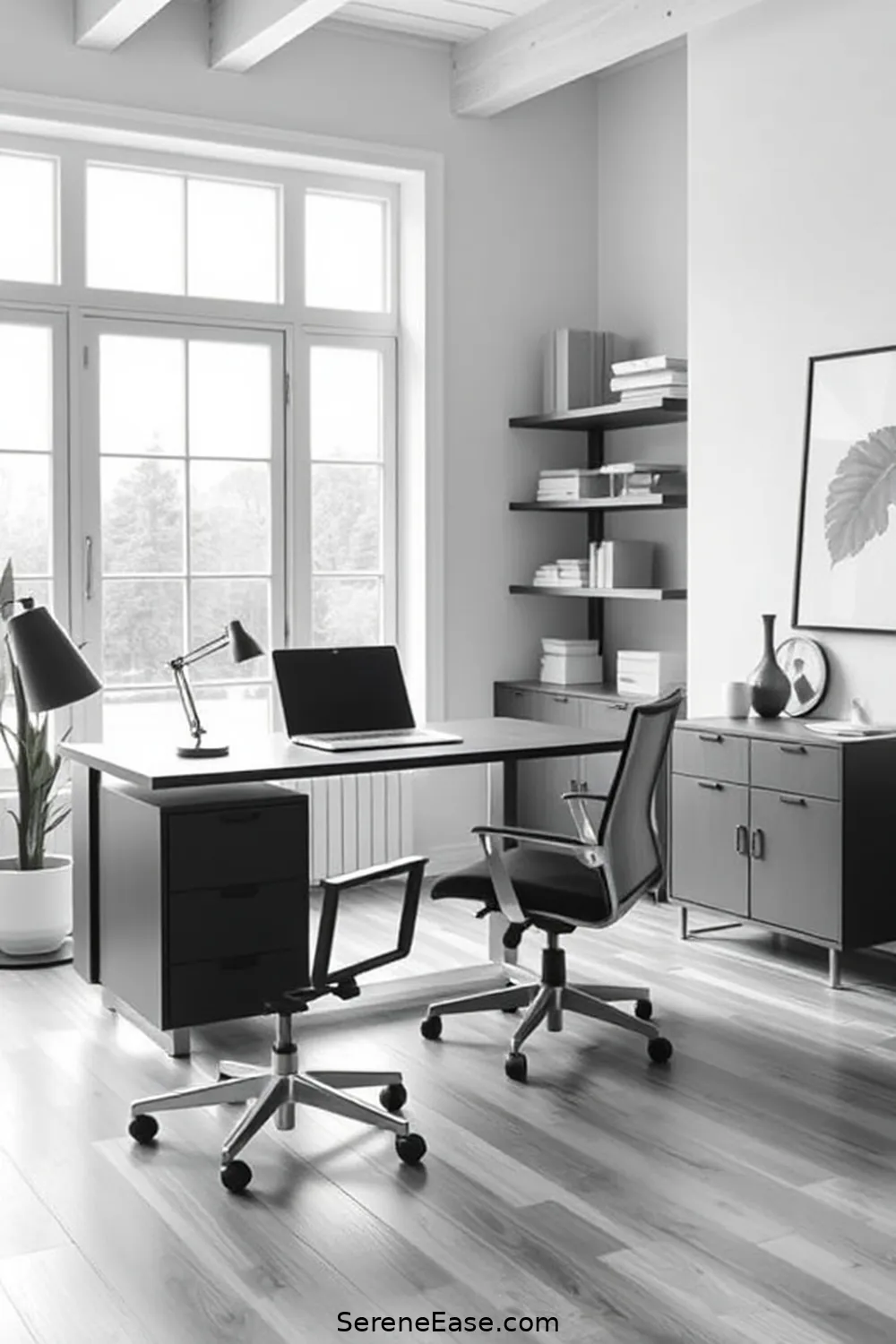 20 Ways to Achieve a Black and White Modern Farmhouse Home Office Style 4 Select Minimalist Furniture for 20 Ways to Achieve a Black and White Modern Farmhouse Home Office Style