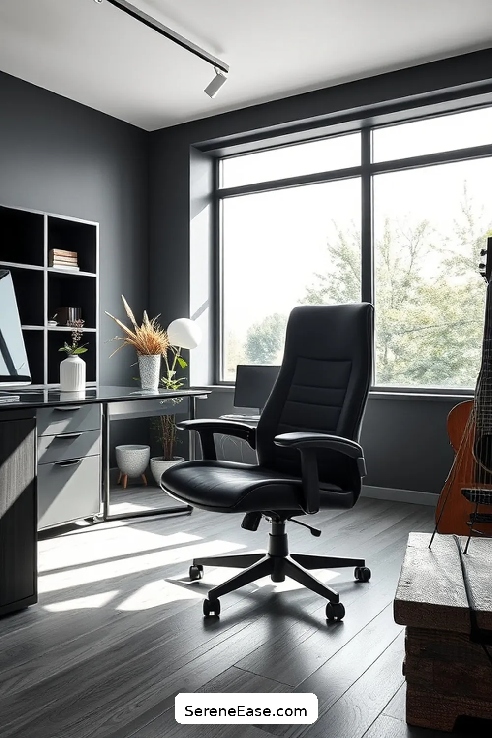 20 Ways to Achieve a Black and White Modern Farmhouse Home Office Style 20 Select a Comfortable Office Chair for 20 Ways to Achieve a Black and White Modern Farmhouse Home Office Style