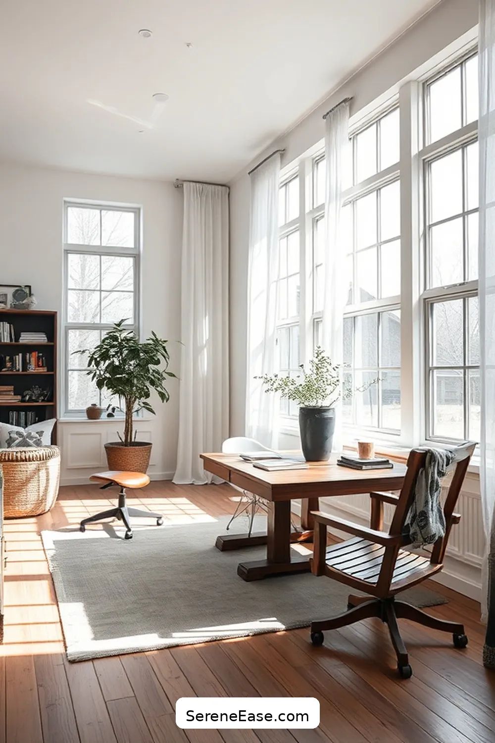 20 Ways to Achieve a Black and White Modern Farmhouse Home Office Style 16 Use Natural Light to Your Advantage for 20 Ways to Achieve a Black and White Modern Farmhouse Home Office Style