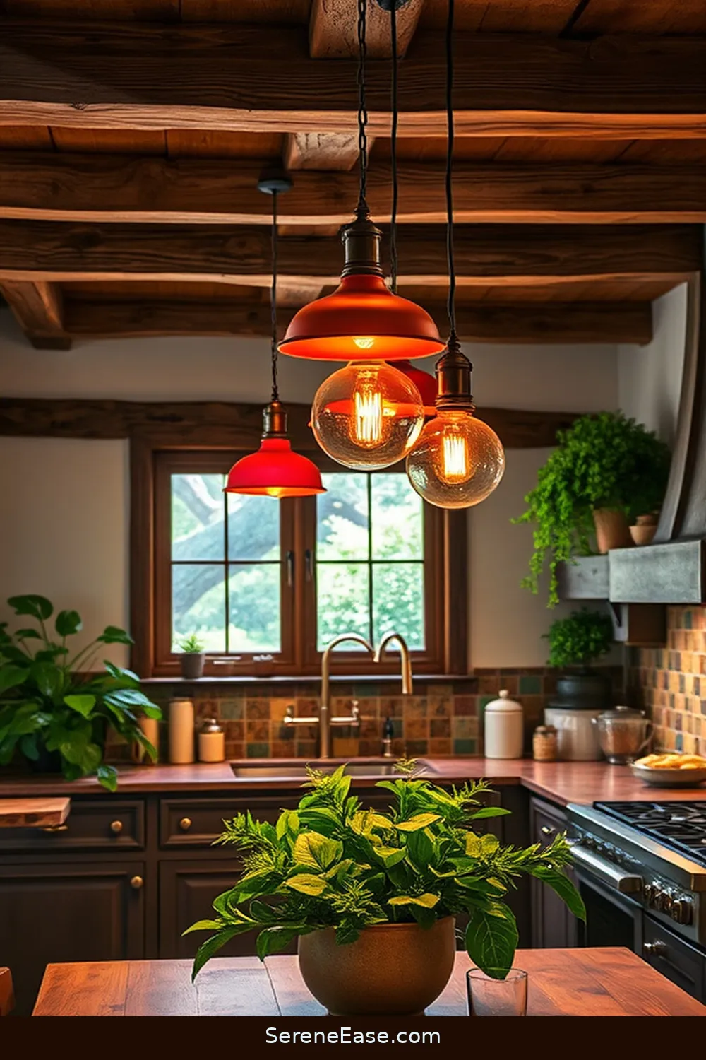 20 Ways to Add Bold and Bright Colors to Rustic Kitchen Style 5 Add Bold Lighting Fixtures for 20 Ways to Add Bold and Bright Colors to Rustic Kitchen Style