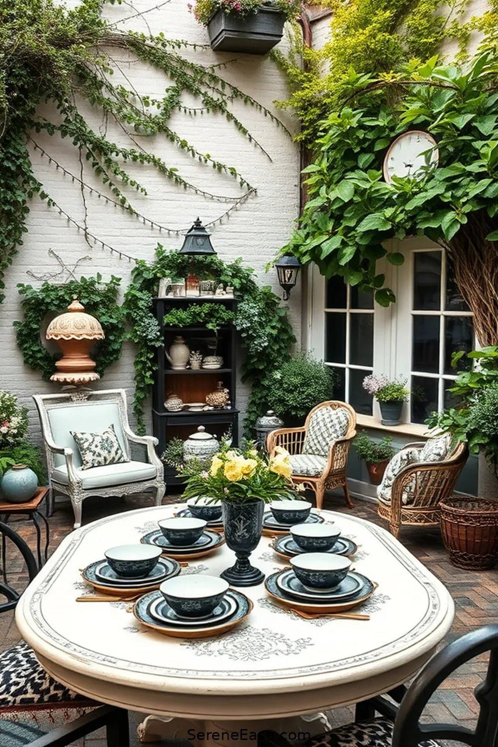 20 Ways to Create a Black and White Bohemian Style Outdoor Patio 12 Incorporate Vintage or Antique Finds for 20 Ways to Create a Black and White Bohemian Style Outdoor Patio