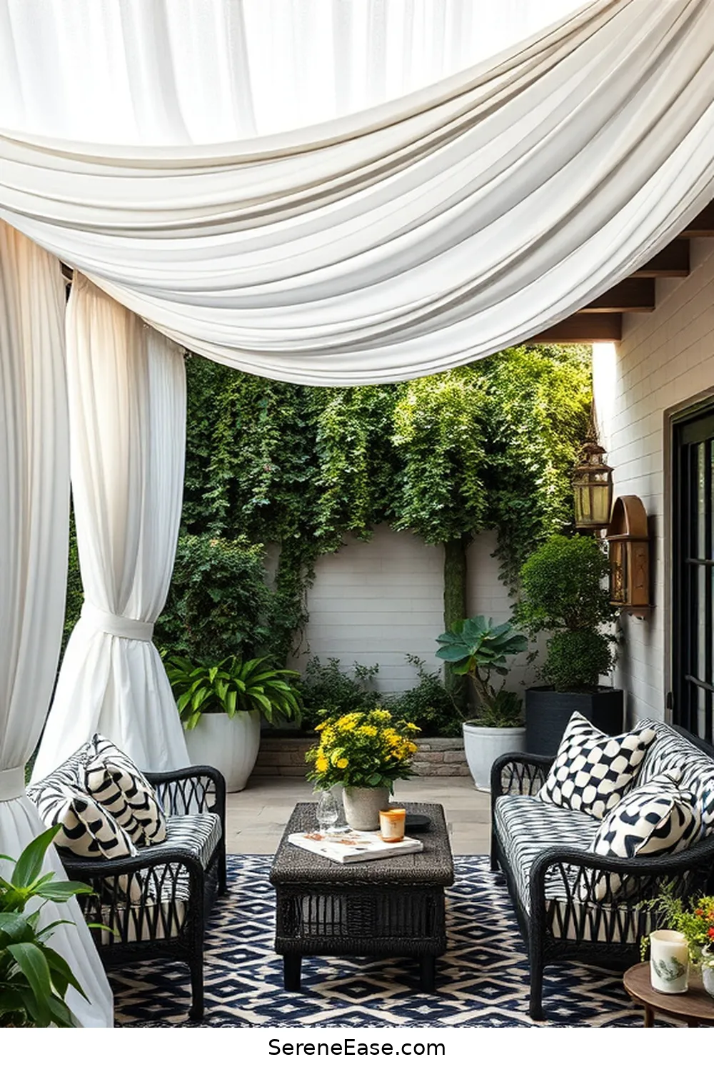 20 Ways to Create a Black and White Bohemian Style Outdoor Patio 9 Install a Canopy or Shade Structure for 20 Ways to Create a Black and White Bohemian Style Outdoor Patio