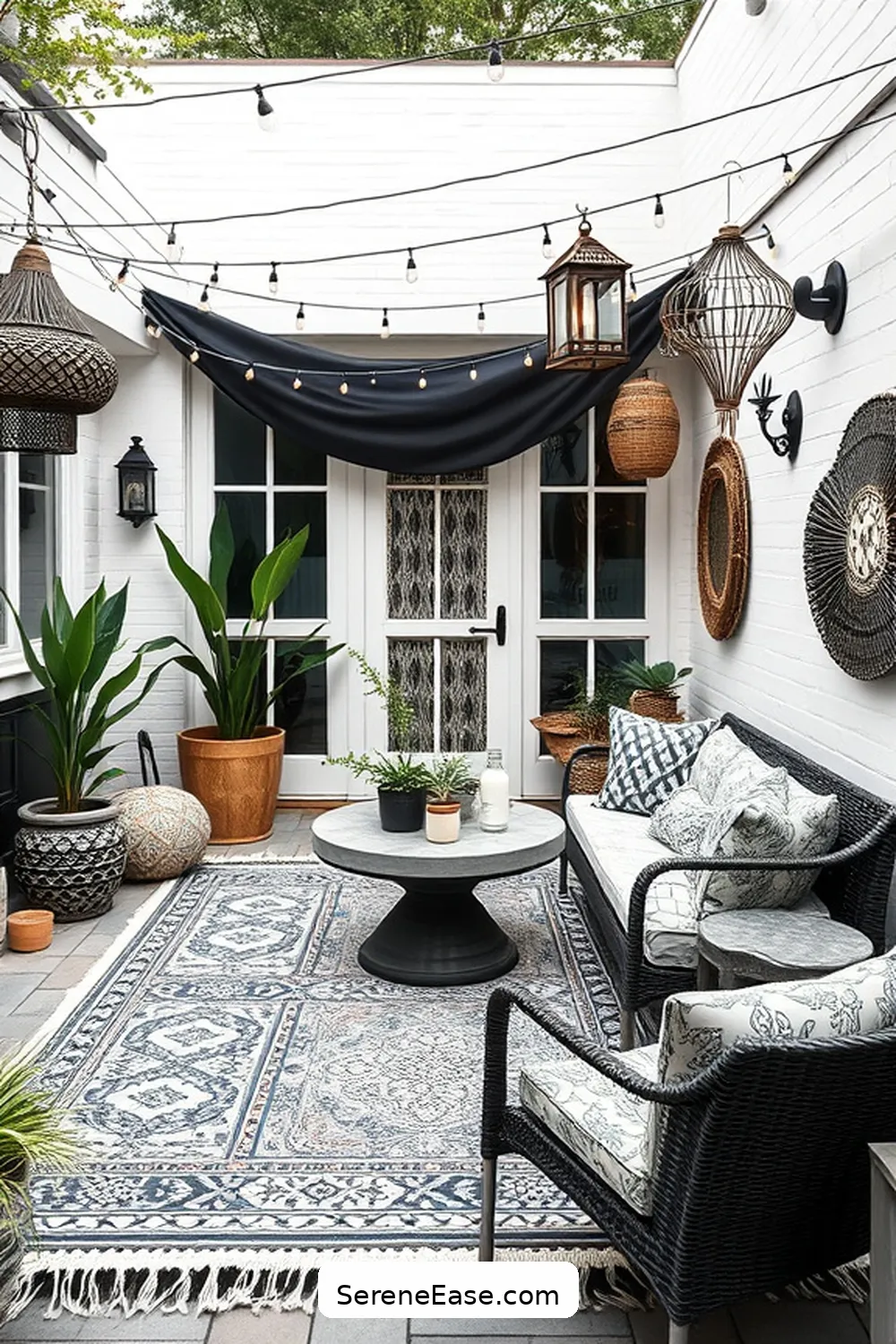 20 Ways to Create a Black and White Bohemian Style Outdoor Patio 21 Personalize With Unique Decor Items for 20 Ways to Create a Black and White Bohemian Style Outdoor Patio