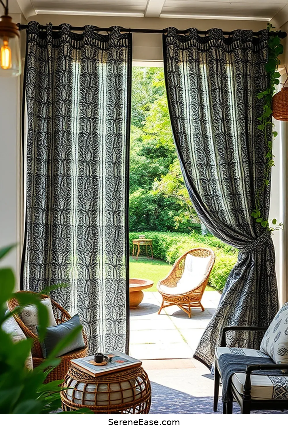 20 Ways to Create a Black and White Bohemian Style Outdoor Patio 10 Select Stylish Outdoor Curtains for 20 Ways to Create a Black and White Bohemian Style Outdoor Patio